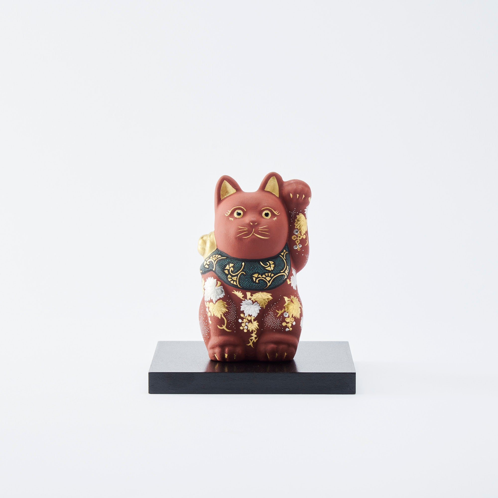 Red Morikin Shirochibu Grape Pattern Lucky Cat