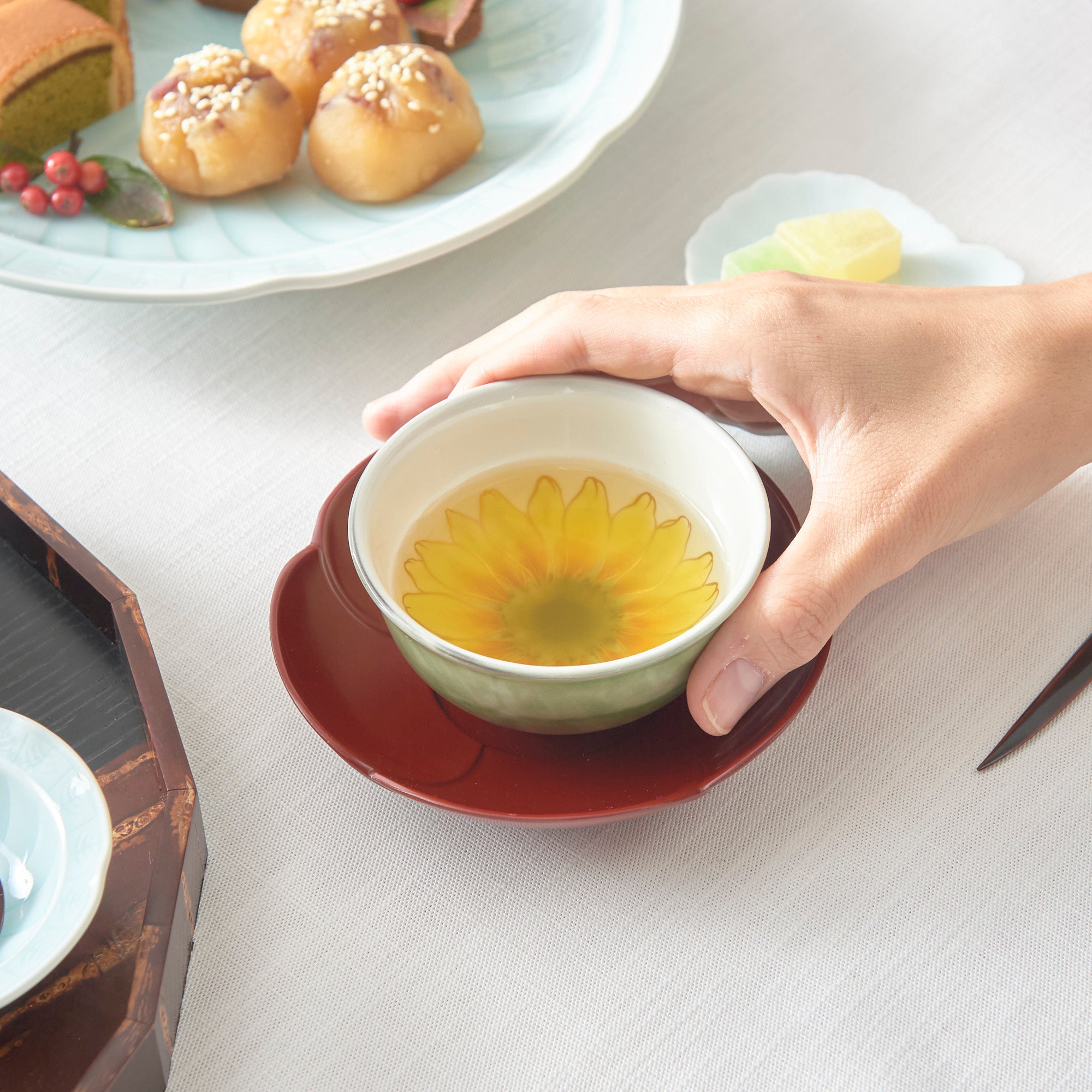 Colorful Floral Japanese Teacup