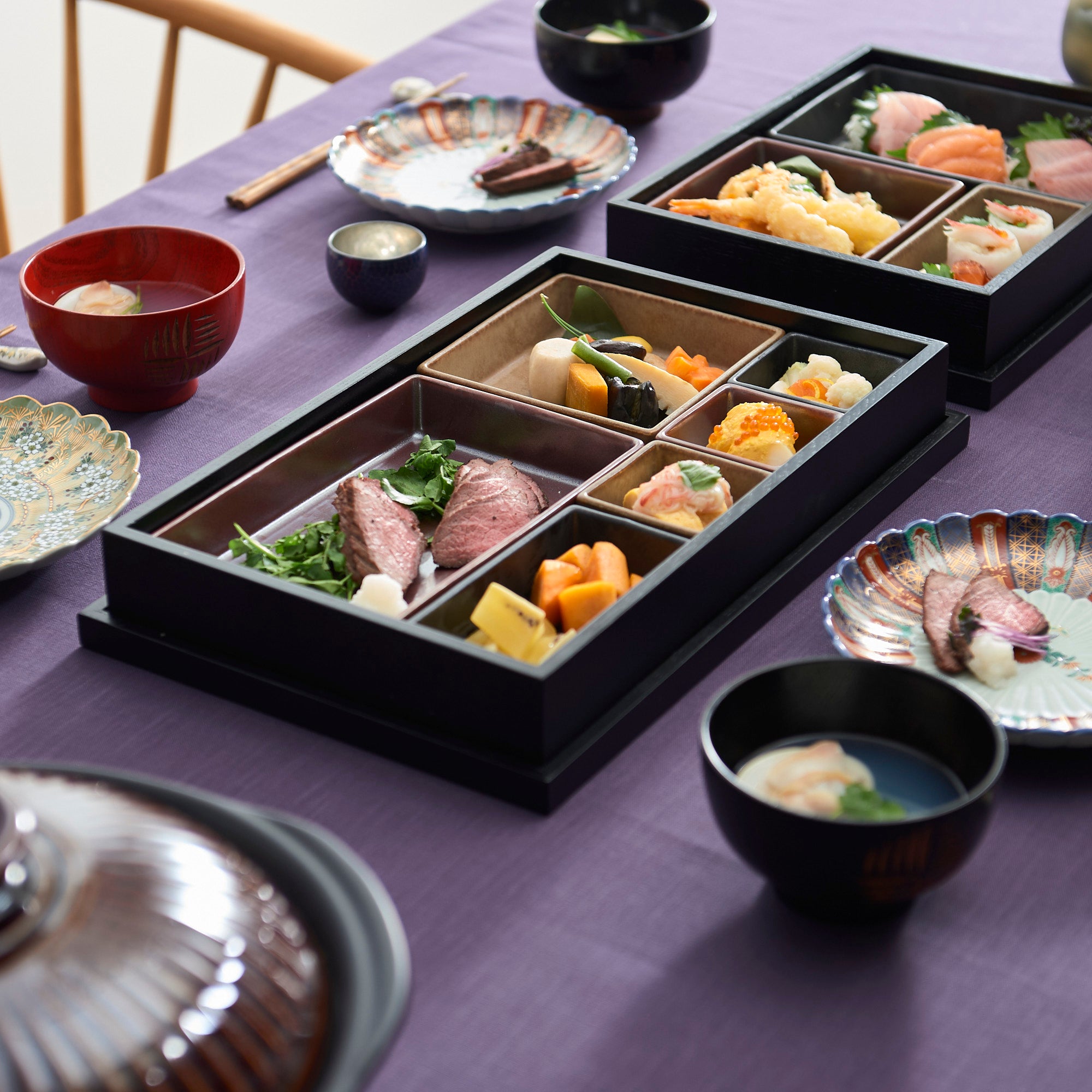 Matte Black Modern Shokado Bento Box LL