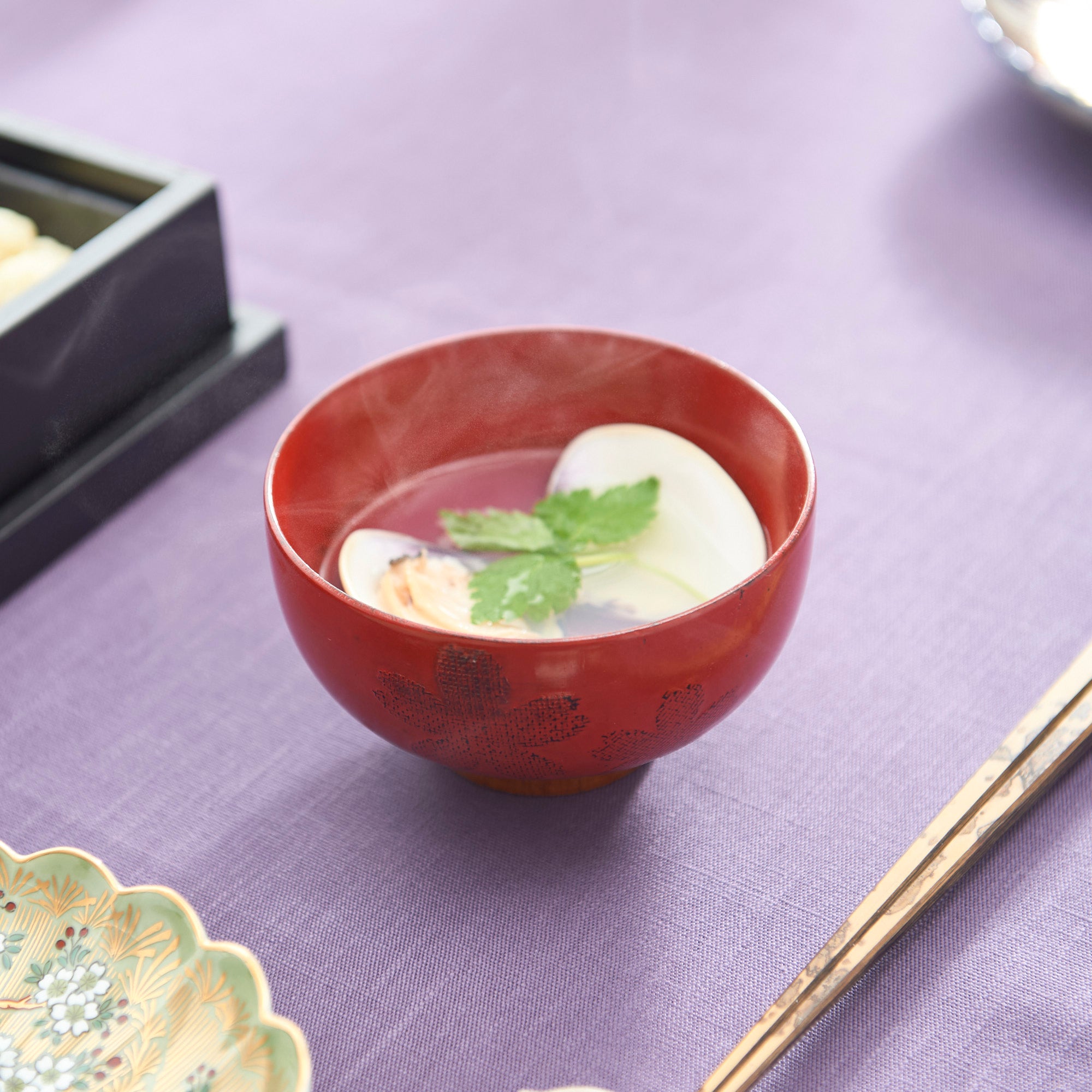 SAKURA Yamanaka Lacquerware Miso Soup Bowl