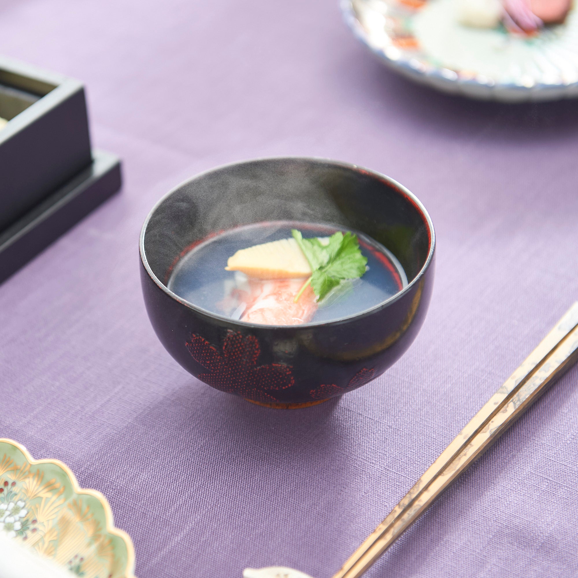 SAKURA Yamanaka Lacquerware Miso Soup Bowl