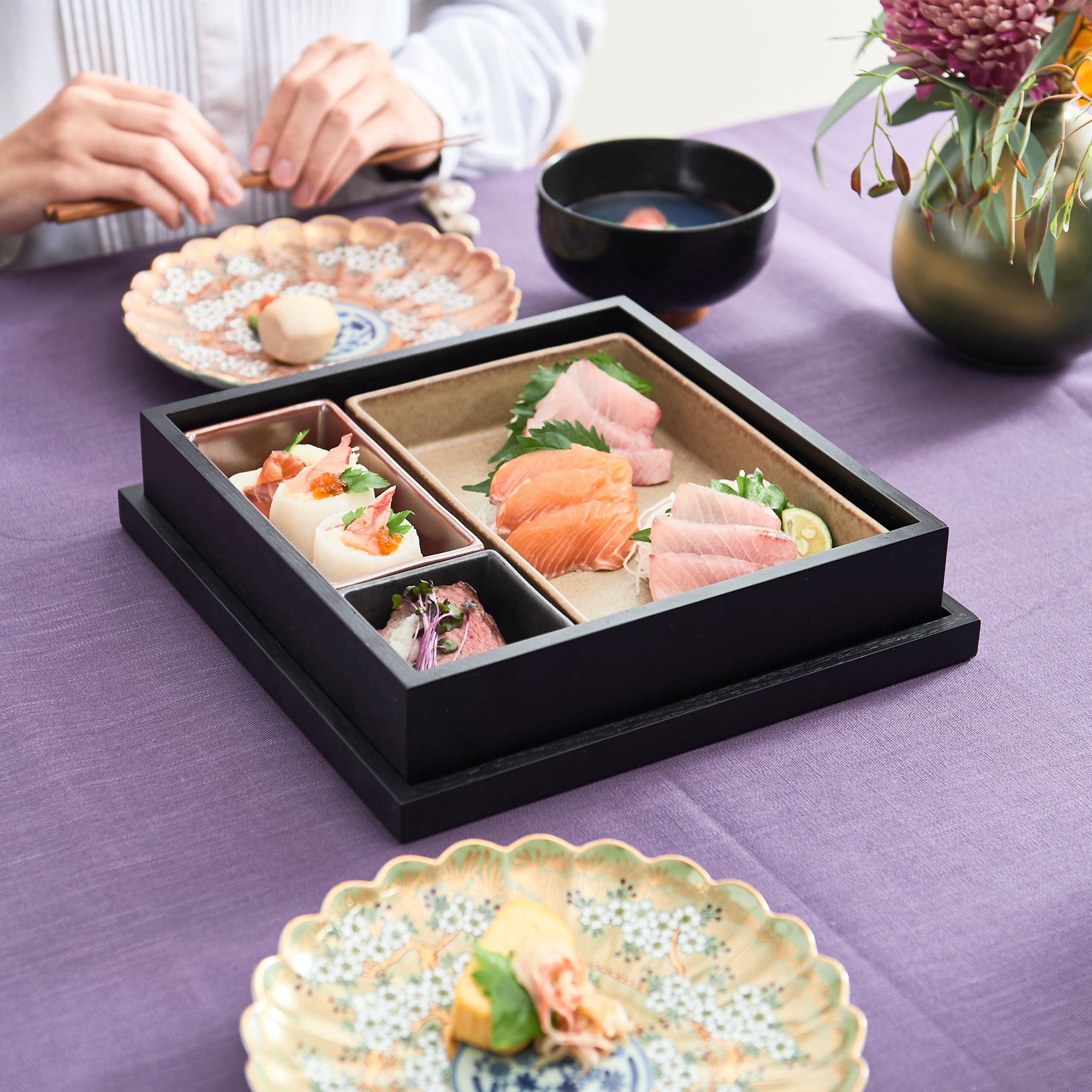 Matte Black Modern Shokado Bento Box M