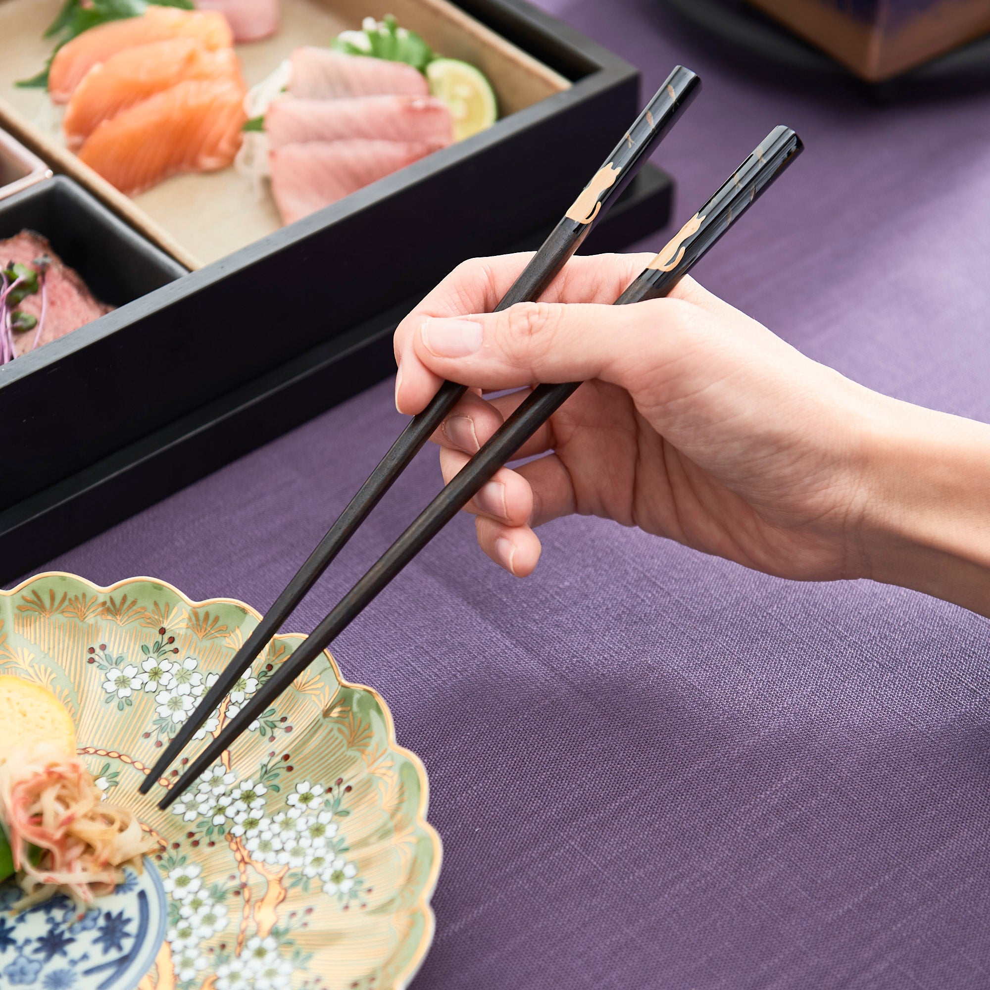 Cat and Fish Set of Two Pairs of Chopsticks