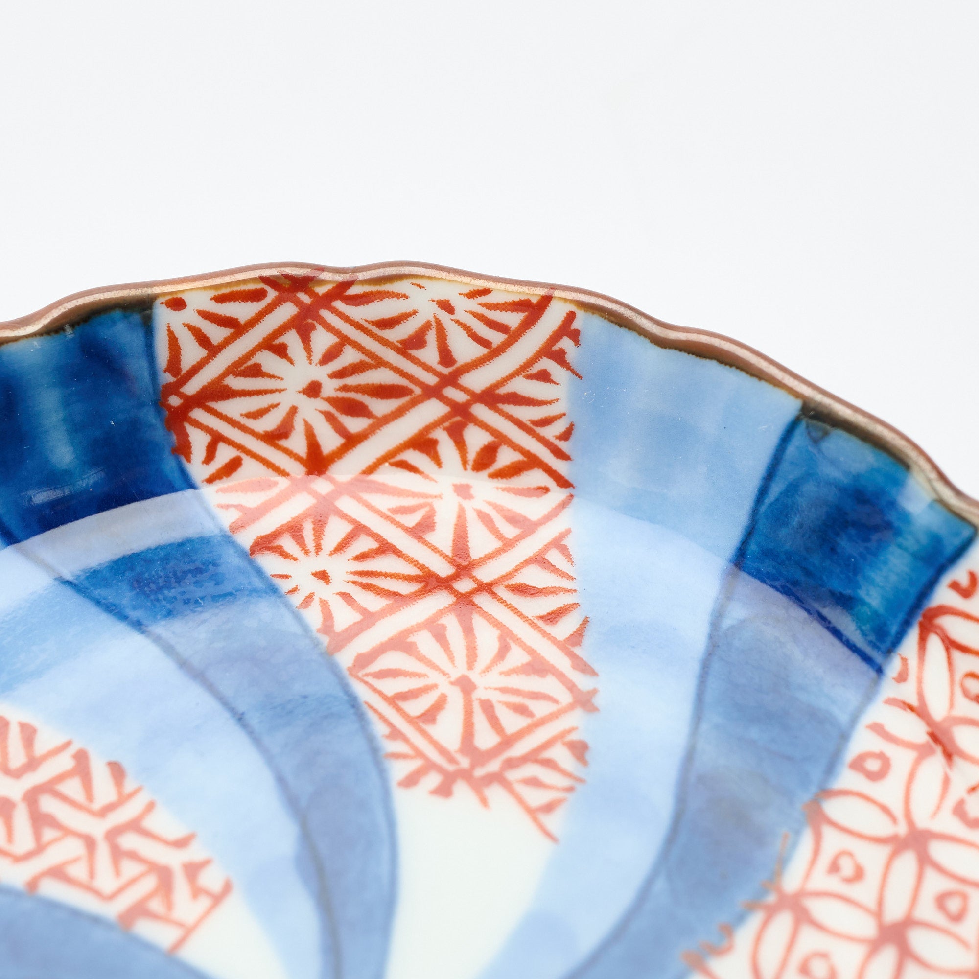 Red & Blue Swirl Pattern Mt. Fuji Sauce Plate