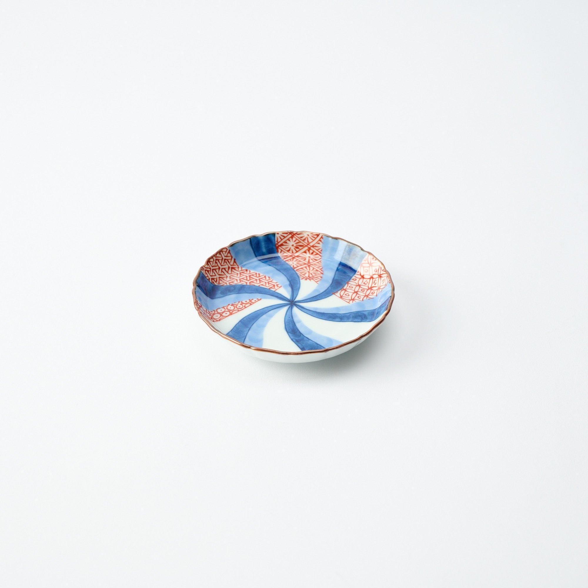 Red & Blue Swirl Pattern Mt. Fuji Sauce Plate