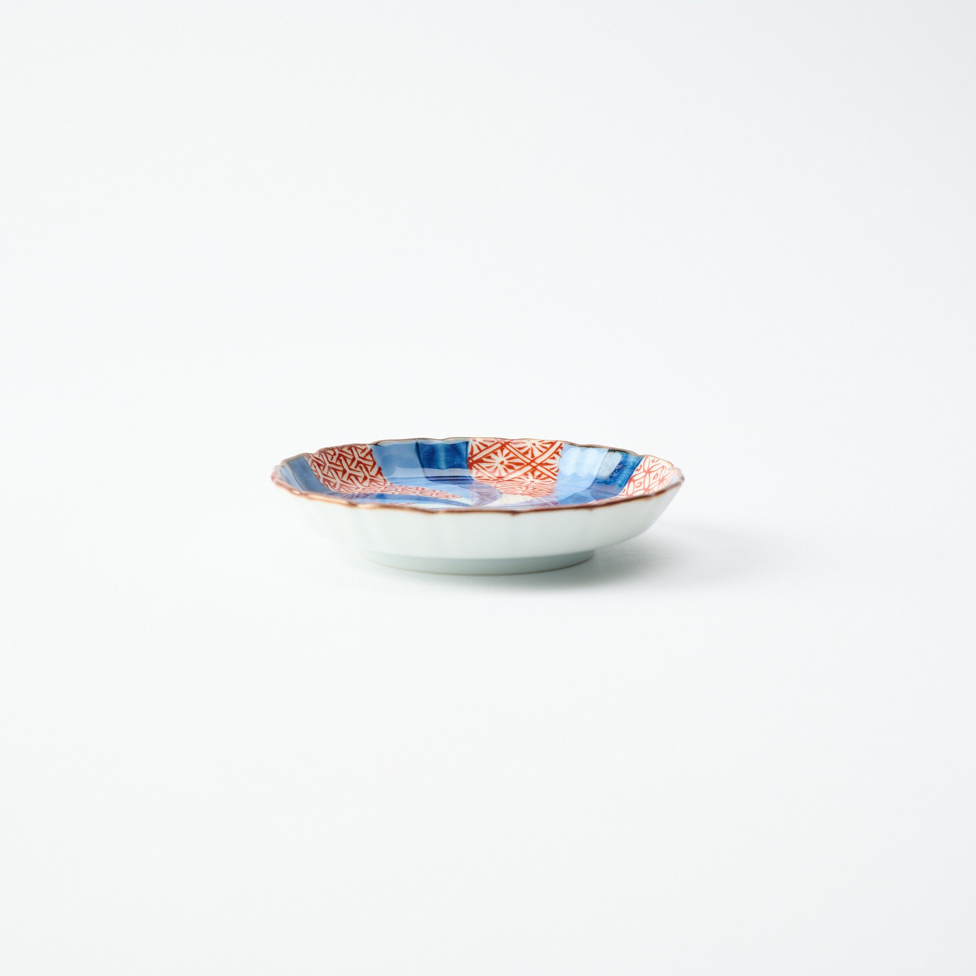 Red & Blue Swirl Pattern Mt. Fuji Sauce Plate