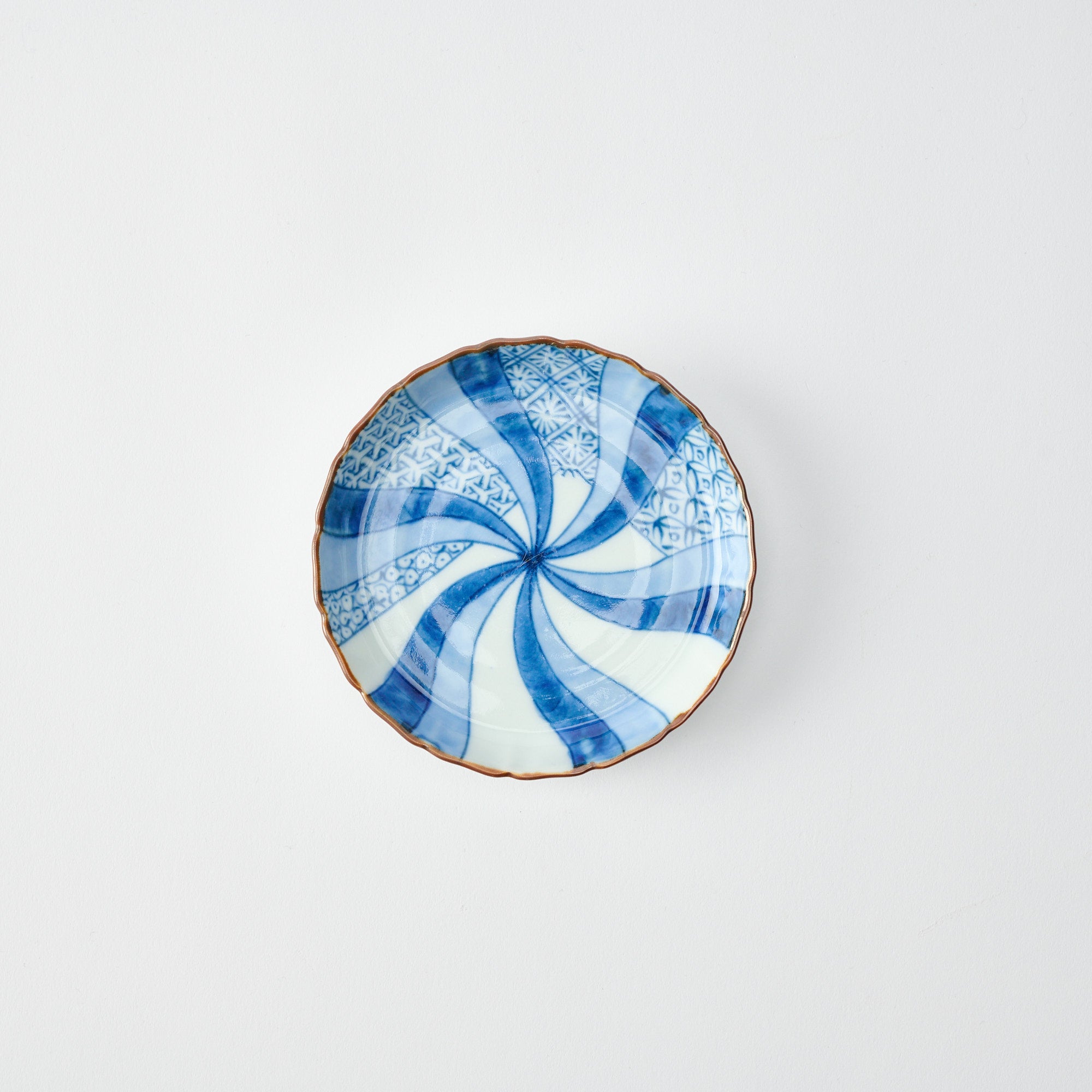 Blue Swirl Pattern Mt. Fuji Sauce Plate