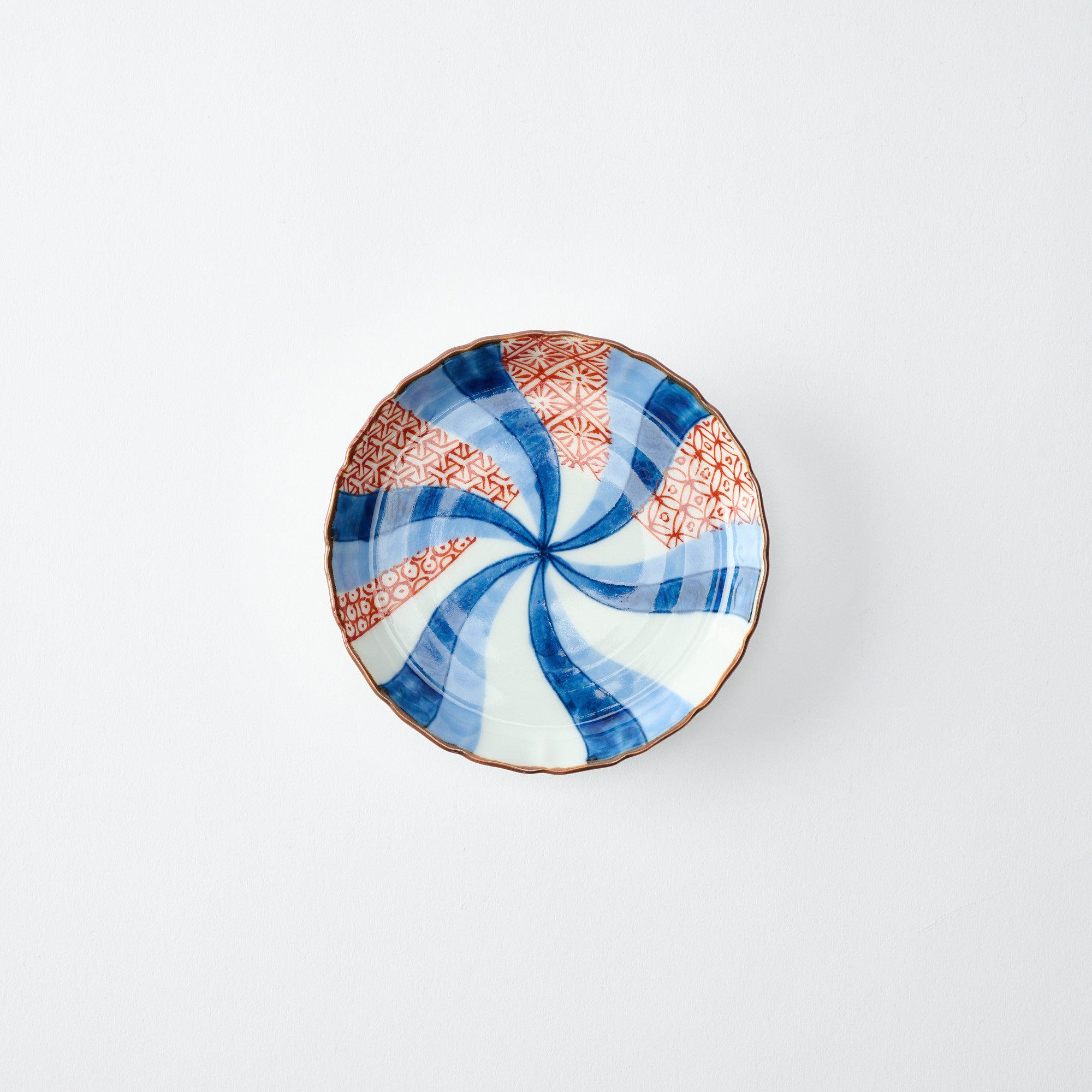 Red & Blue Swirl Pattern Mt. Fuji Sauce Plate