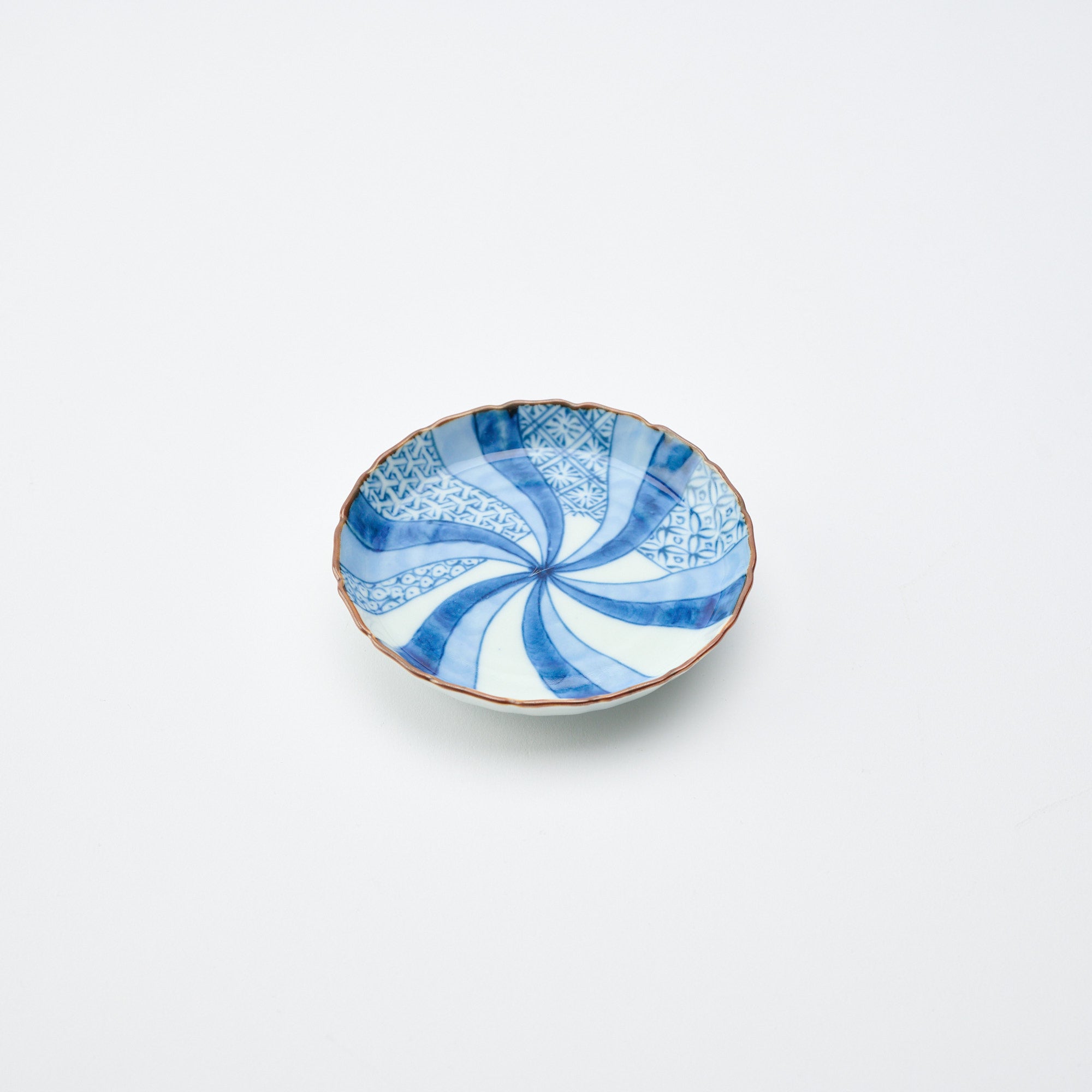 Blue Swirl Pattern Mt. Fuji Sauce Plate