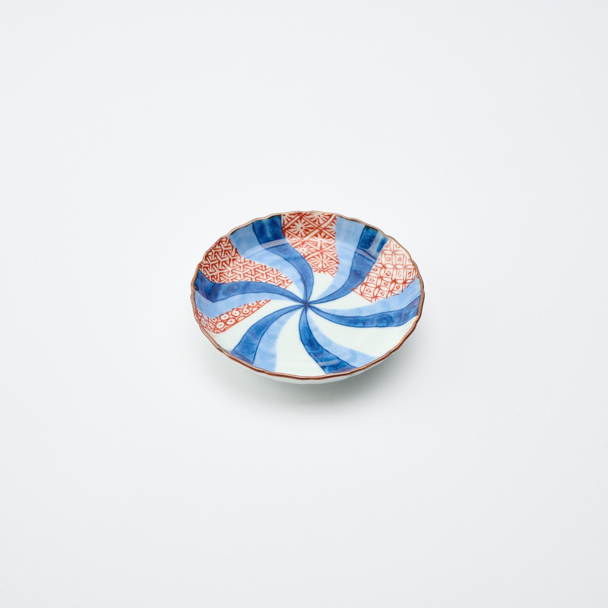 Red & Blue Swirl Pattern Mt. Fuji Sauce Plate