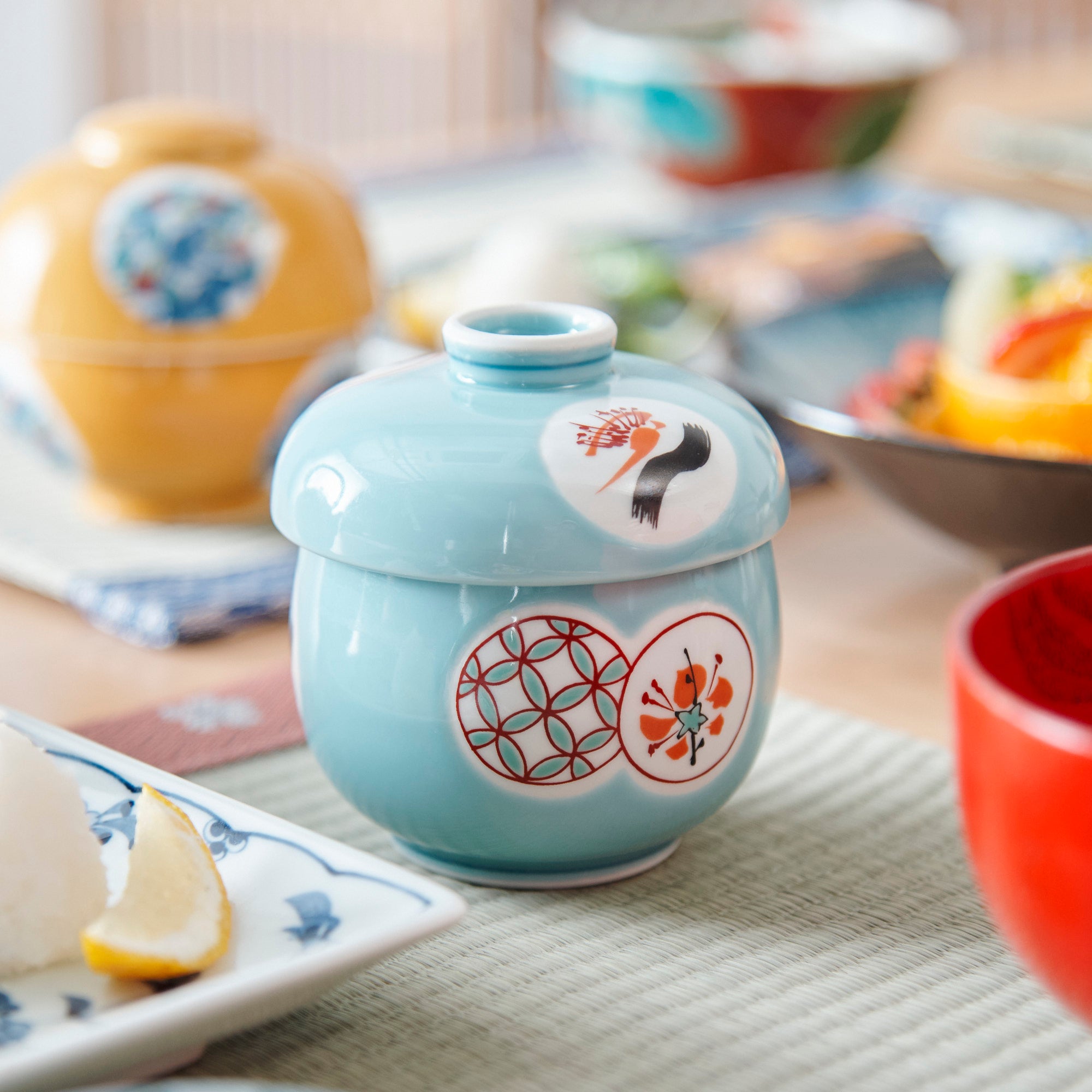 Celadon Circle Pattern Chawanmushi Bowl