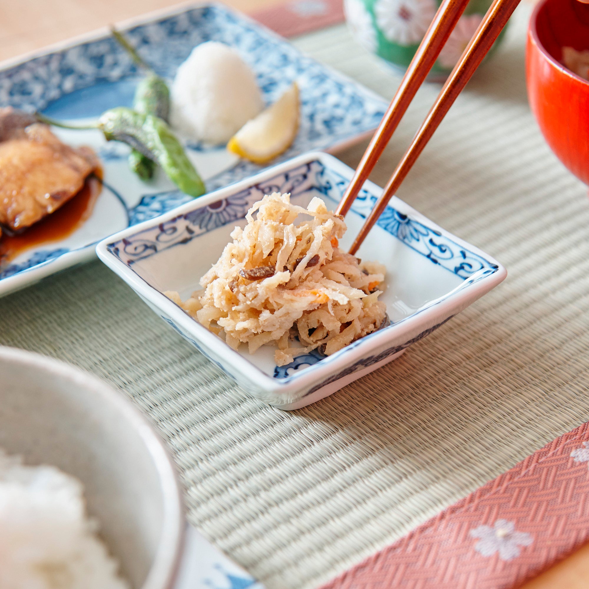 Rabbit and Seigaiha Square Kobachi Small Bowl