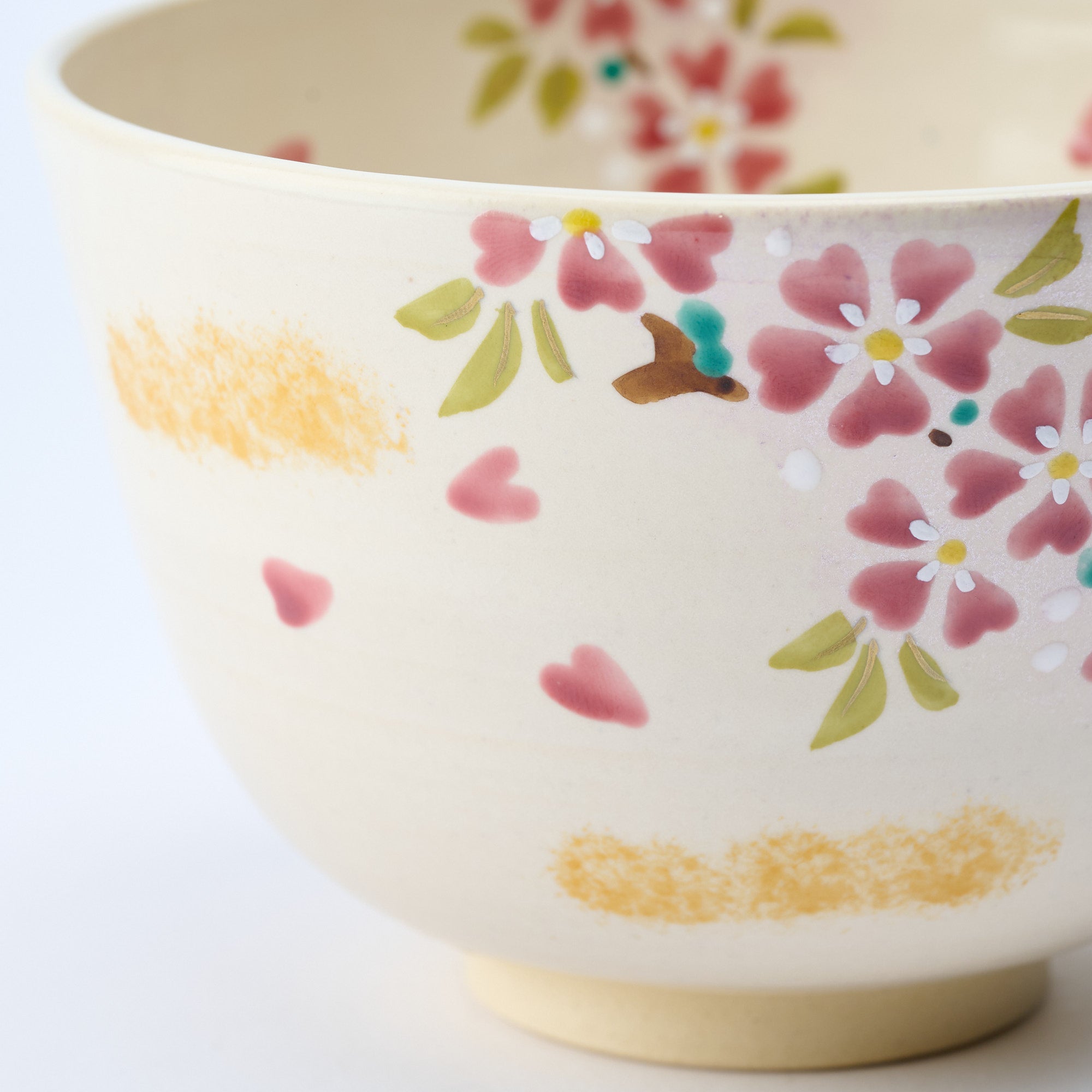 Sakura and Peeking Cat Matcha Bowl Chawan