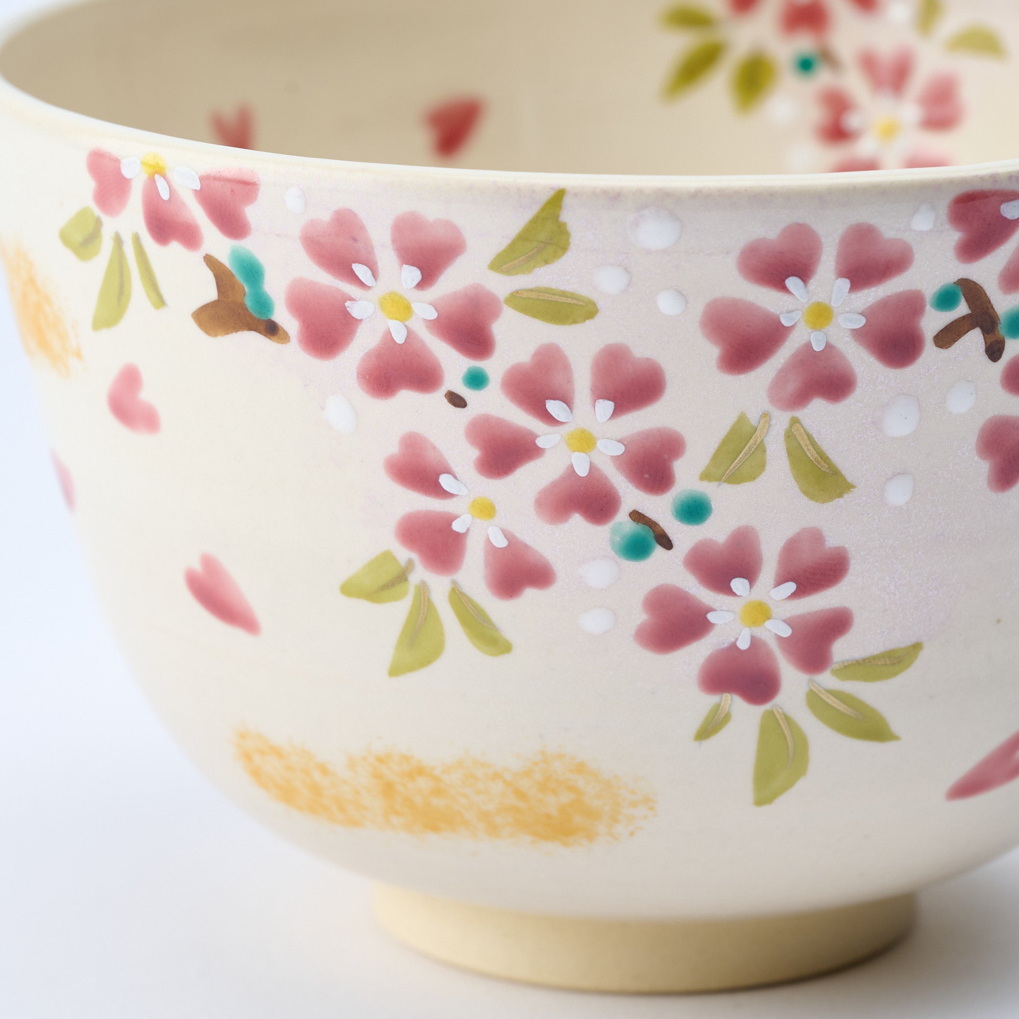 Sakura and Peeking Cat Matcha Bowl Chawan