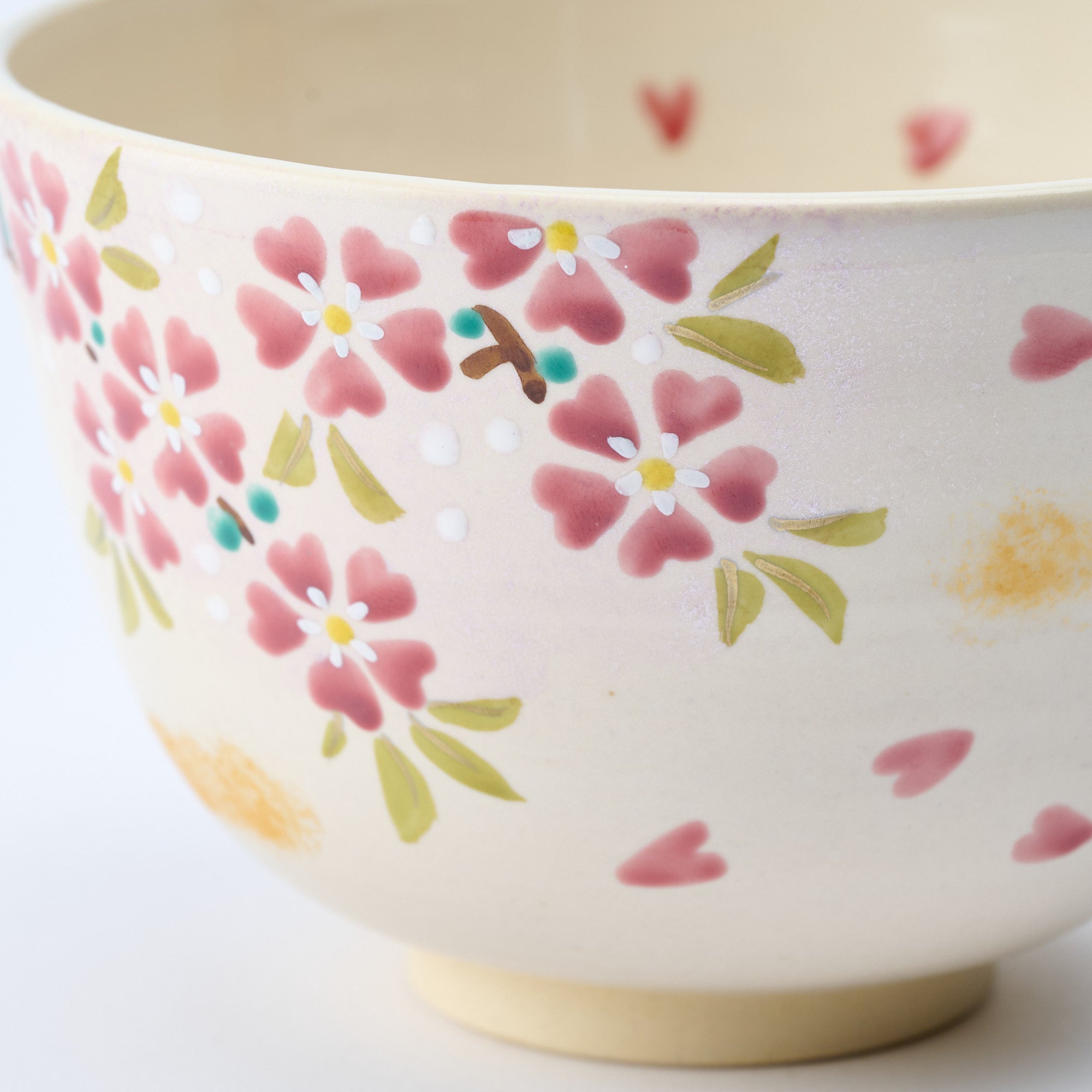 Sakura and Peeking Cat Matcha Bowl Chawan