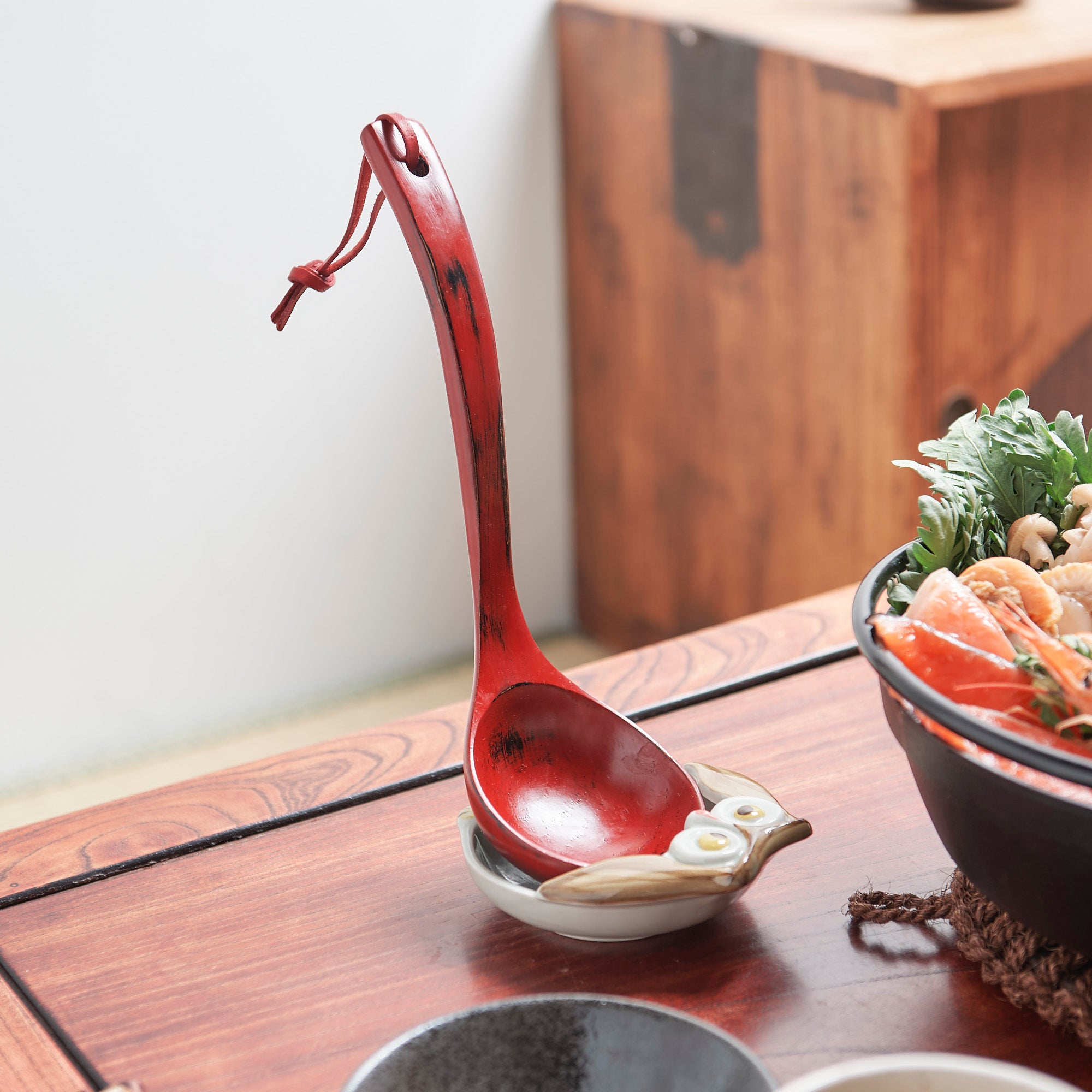 Negoro Yamanaka Lacquerware Ladle with Leather Strap