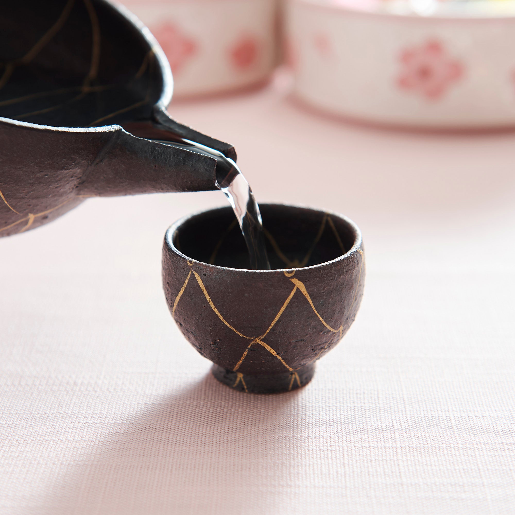 Kinsai Mesh Design Ochoko Sake Cup