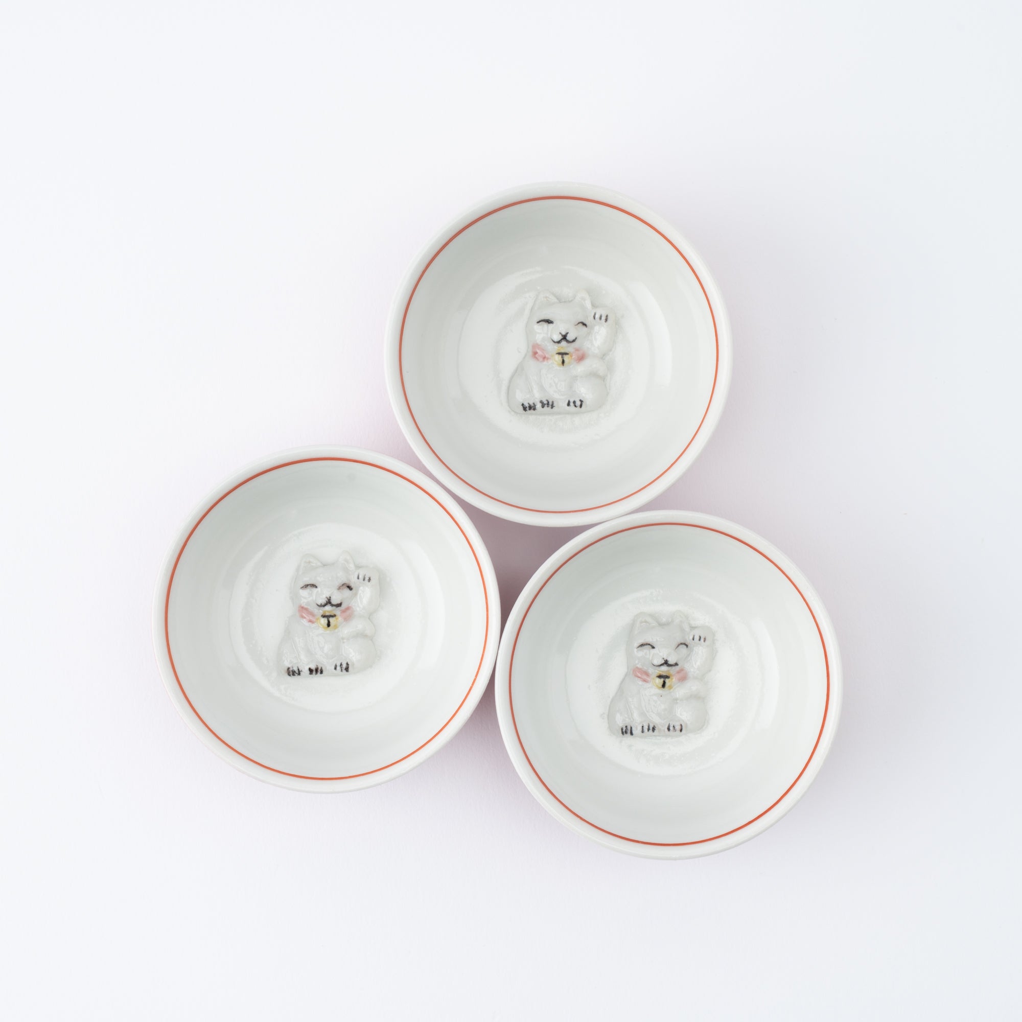Lucky Cat & Sakura Sakazuki Flat Sake Cup Set