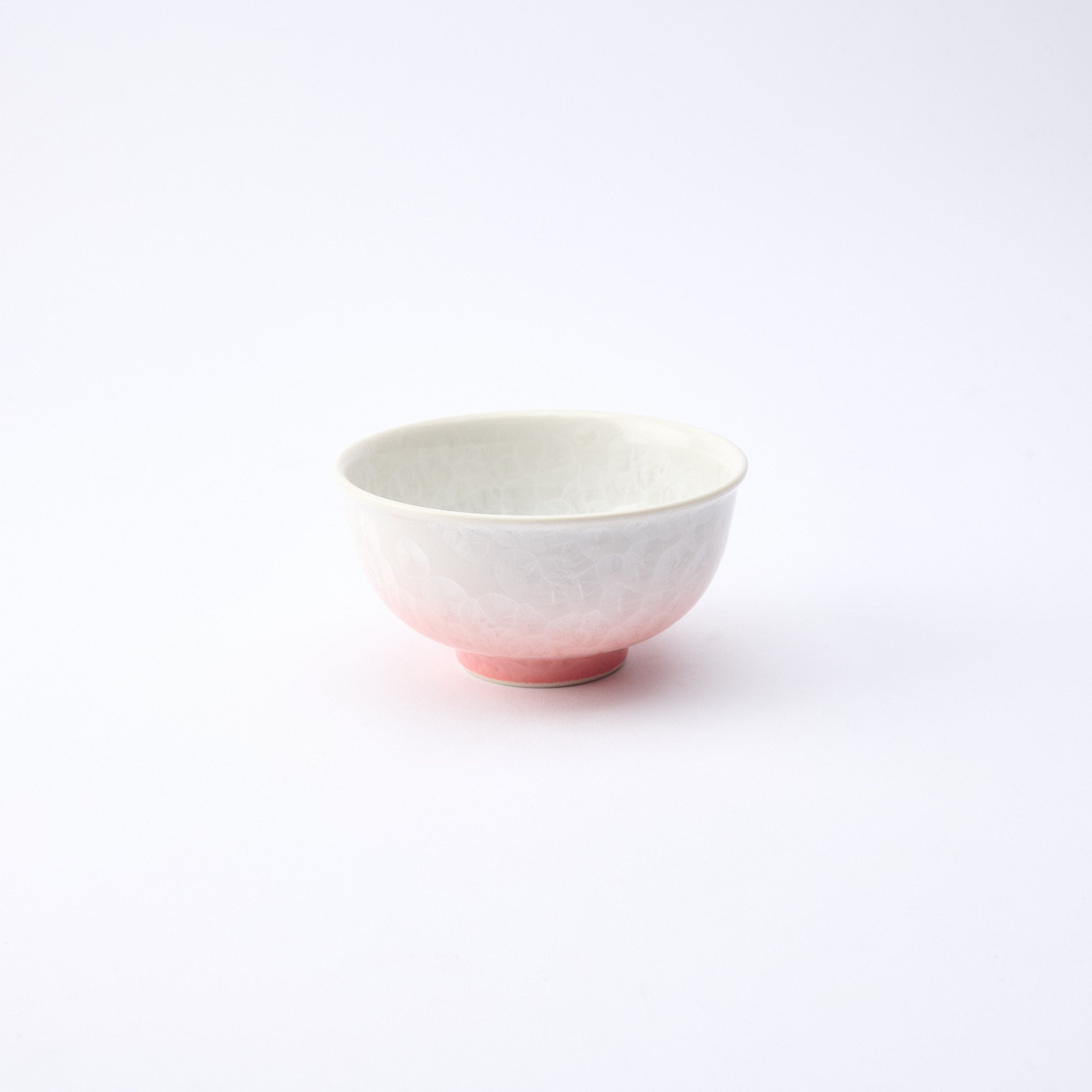 Pink Floral Crystalline Japanese Rice Bowl