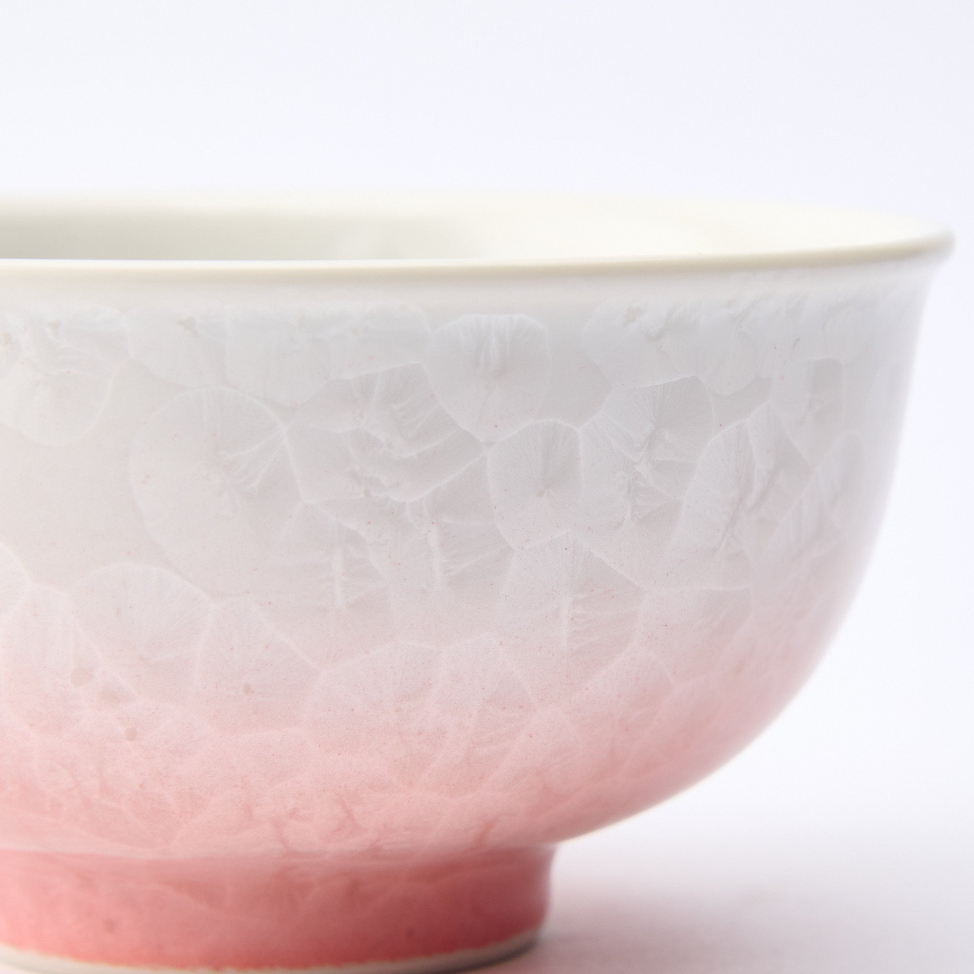 Pink Floral Crystalline Japanese Rice Bowl