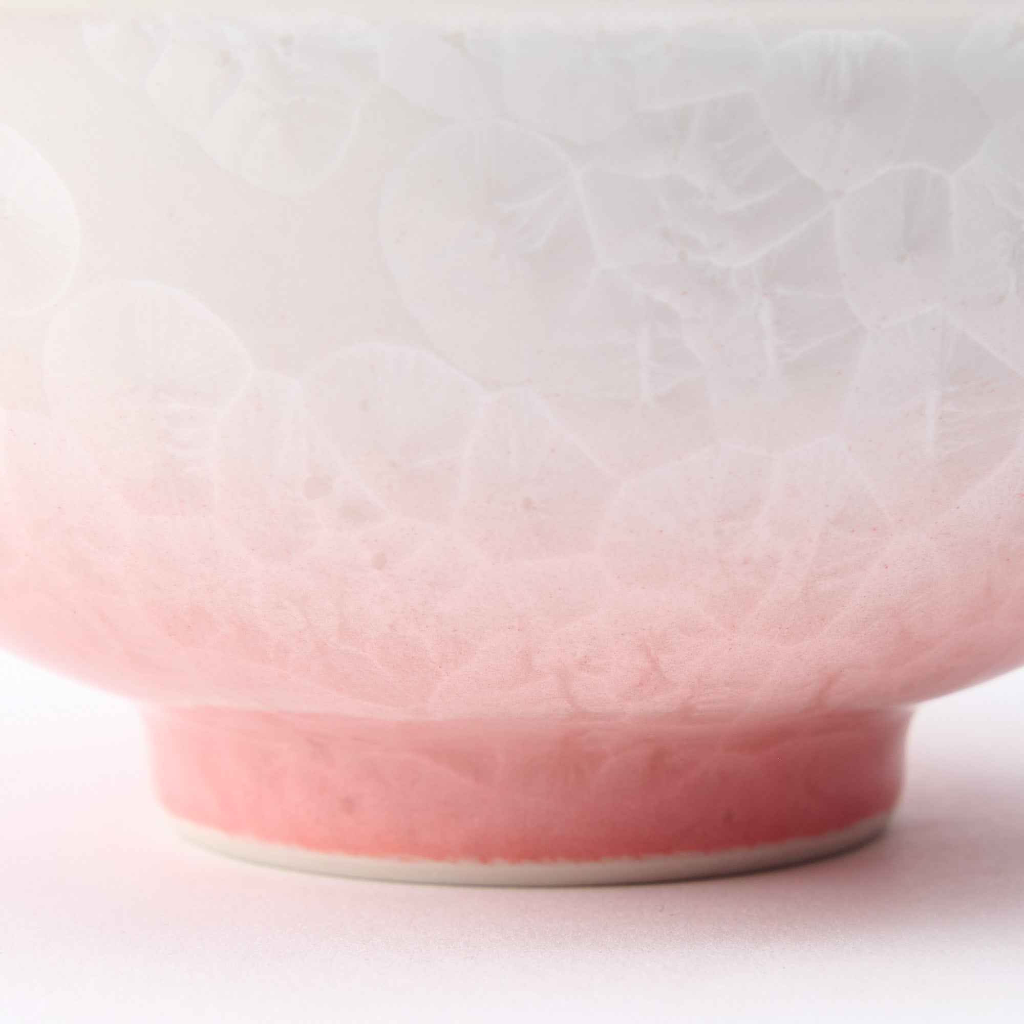 Pink Floral Crystalline Japanese Rice Bowl