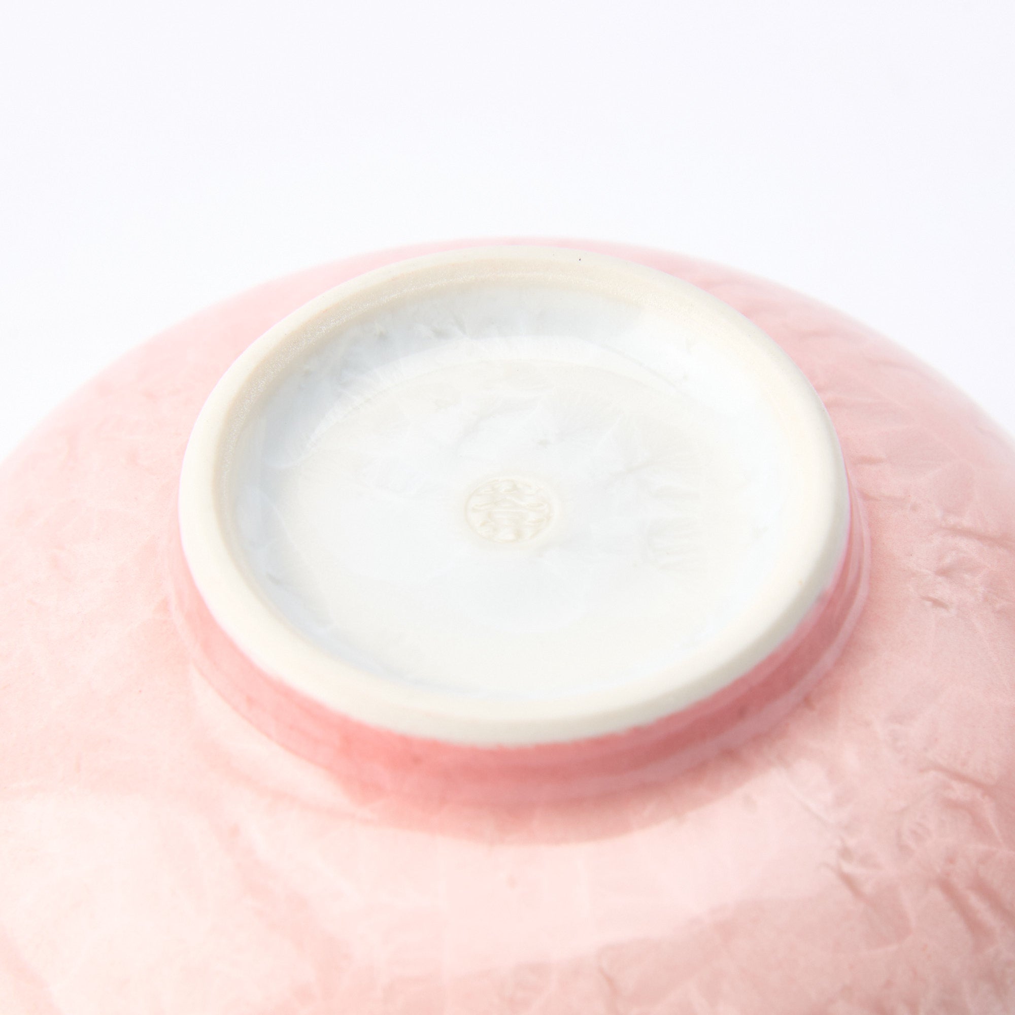 Pink Floral Crystalline Japanese Rice Bowl