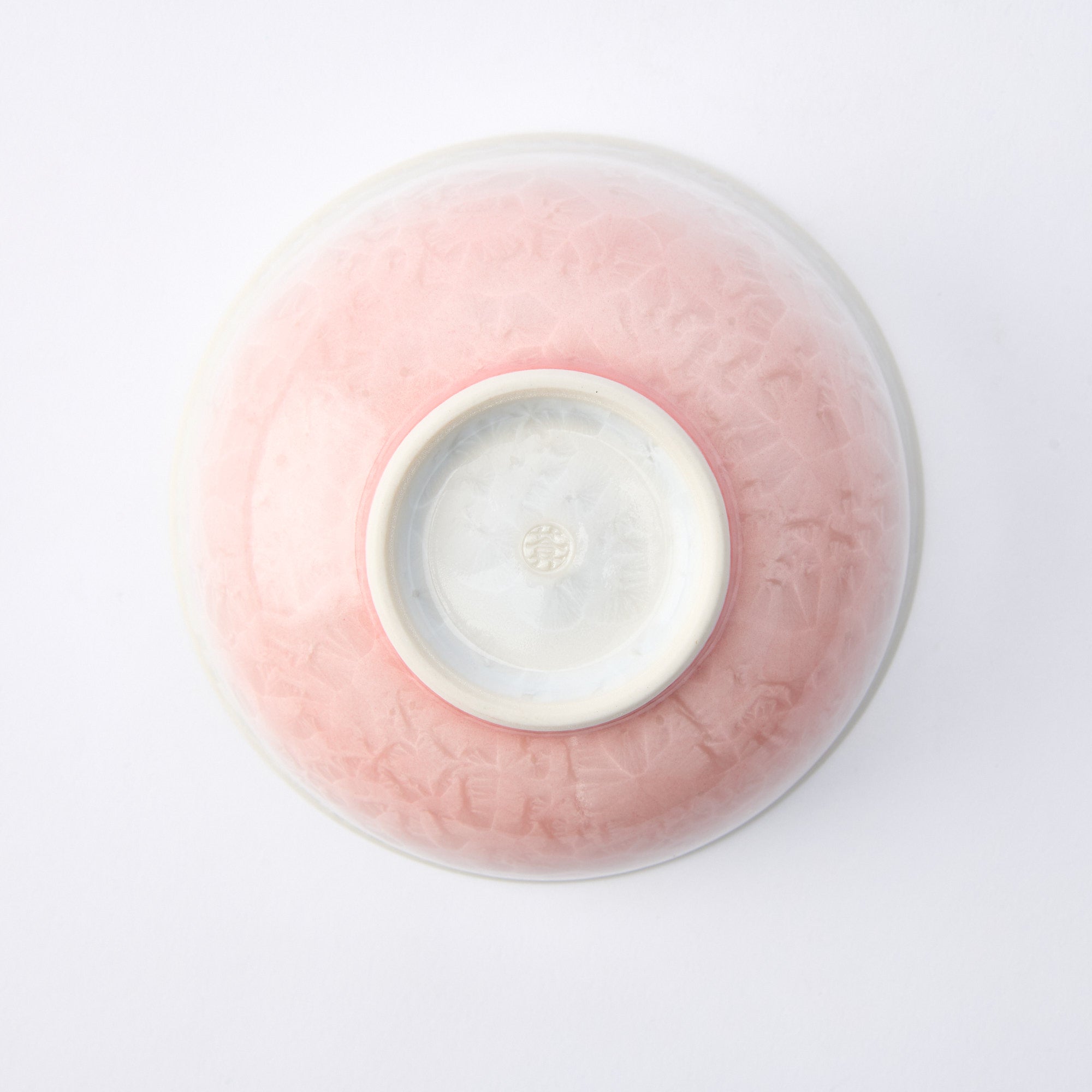 Pink Floral Crystalline Japanese Rice Bowl