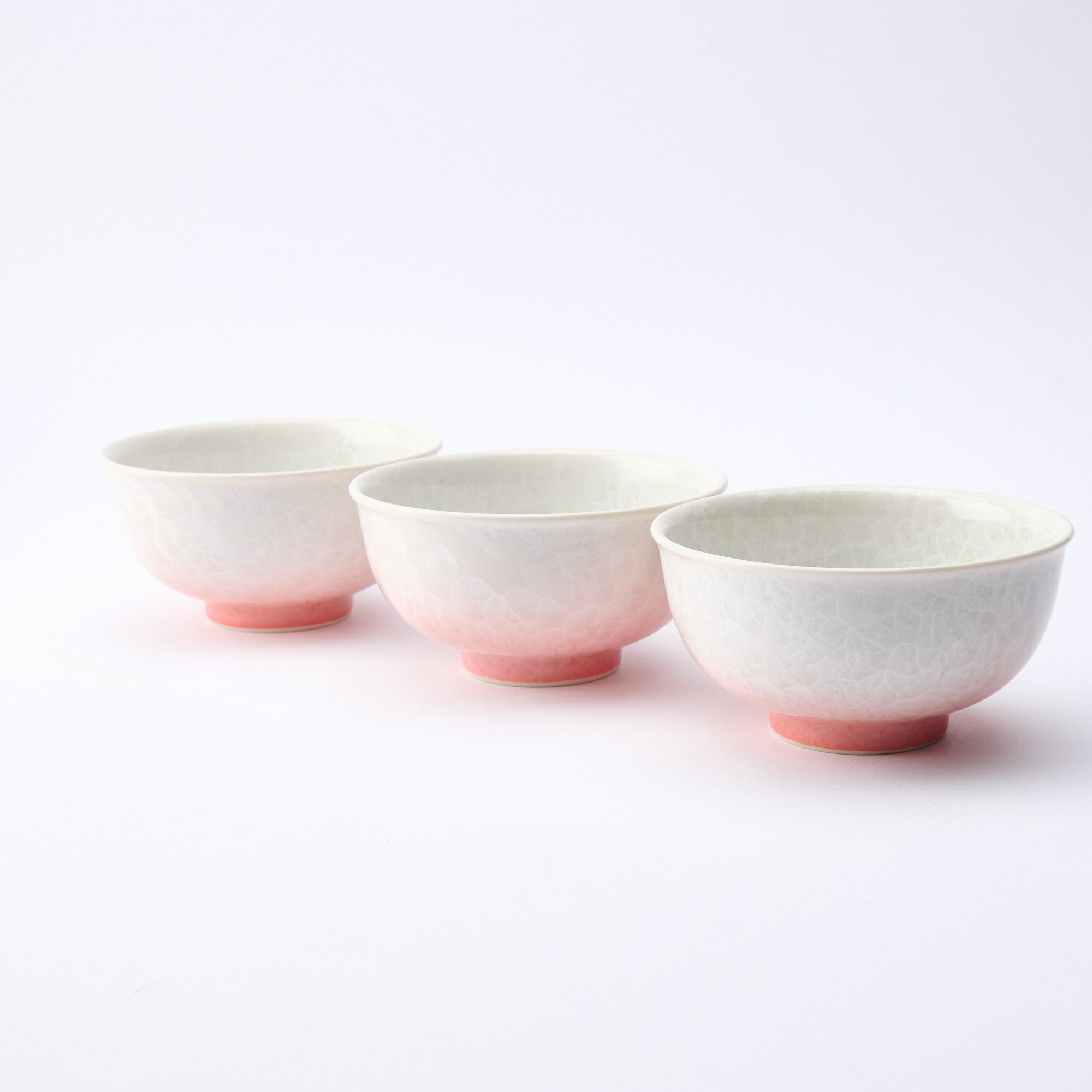 Pink Floral Crystalline Japanese Rice Bowl