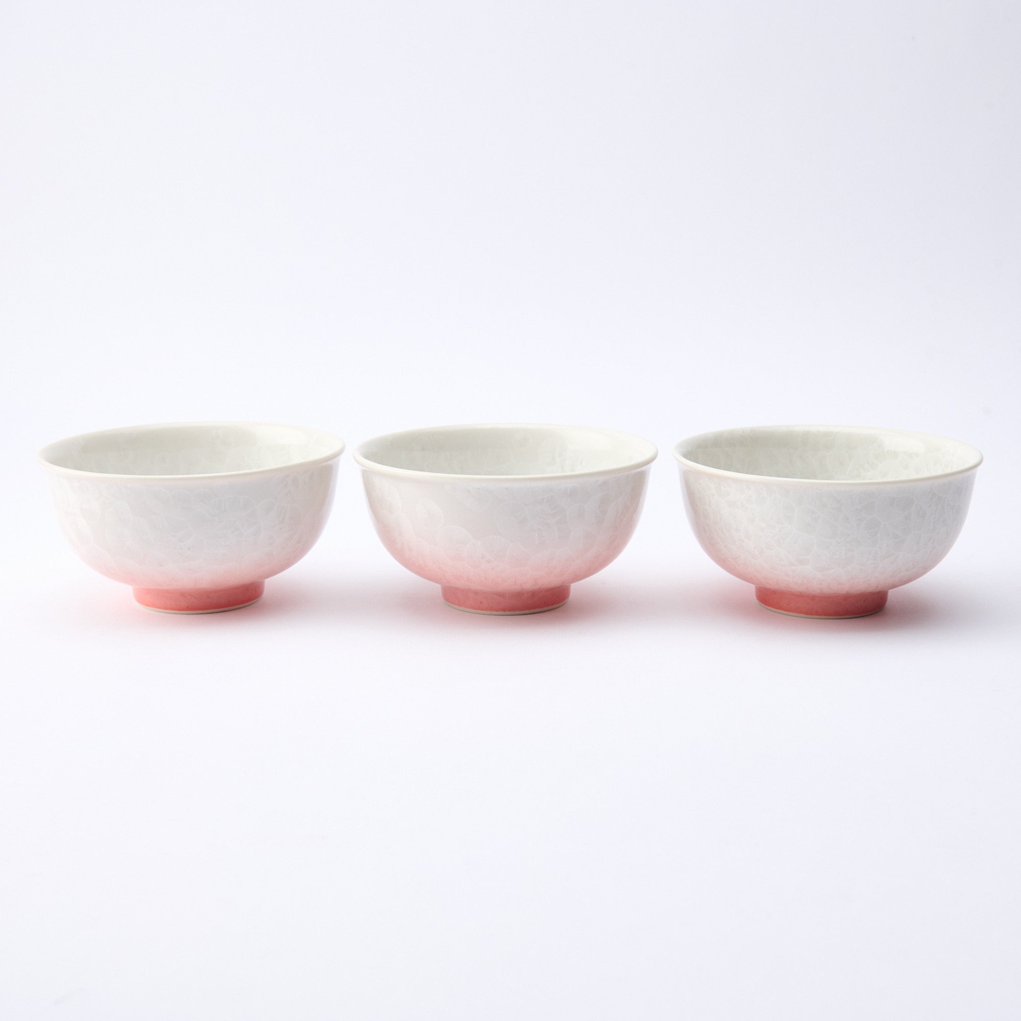 Pink Floral Crystalline Japanese Rice Bowl