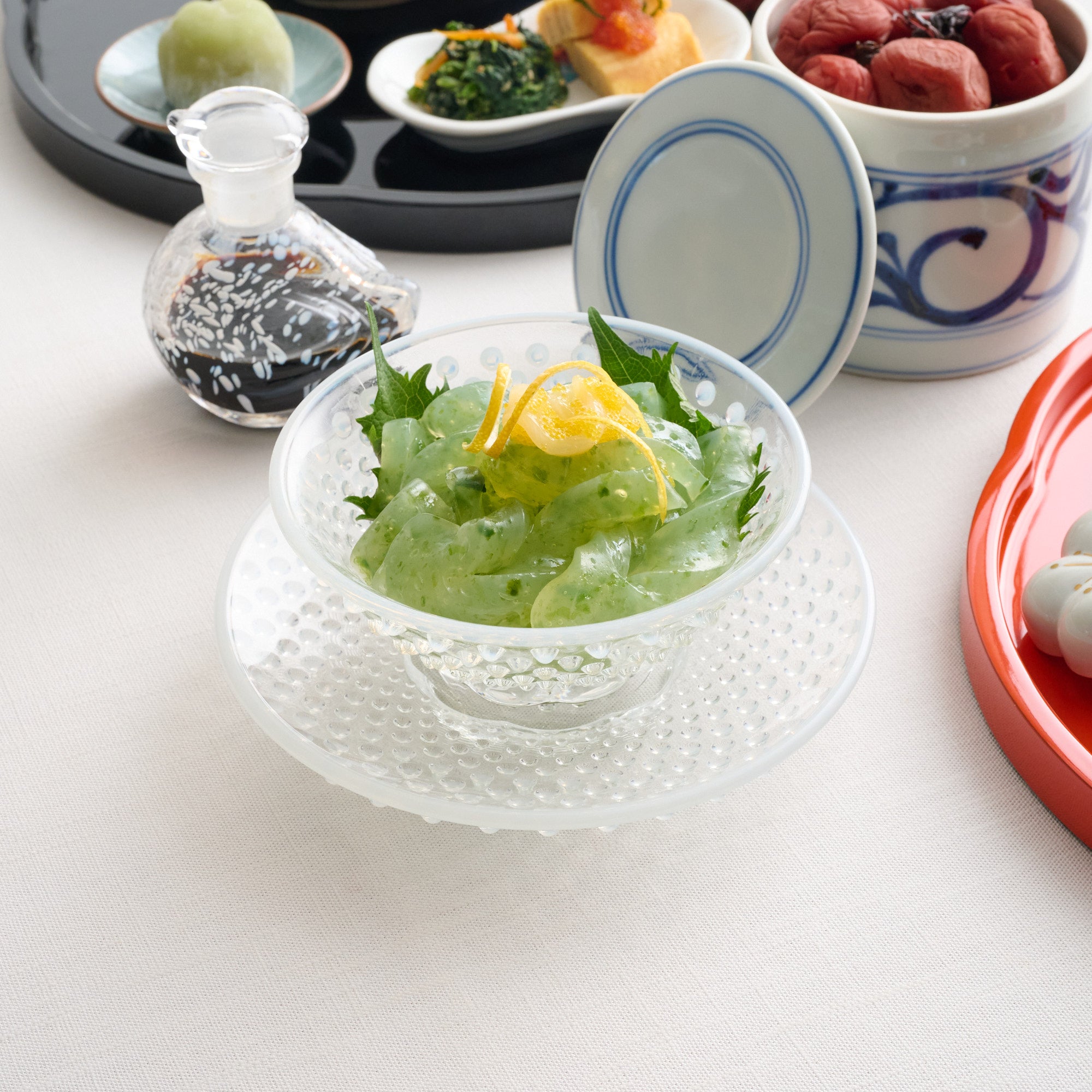 Arare Pattern Edo Glass Kobachi Bowl