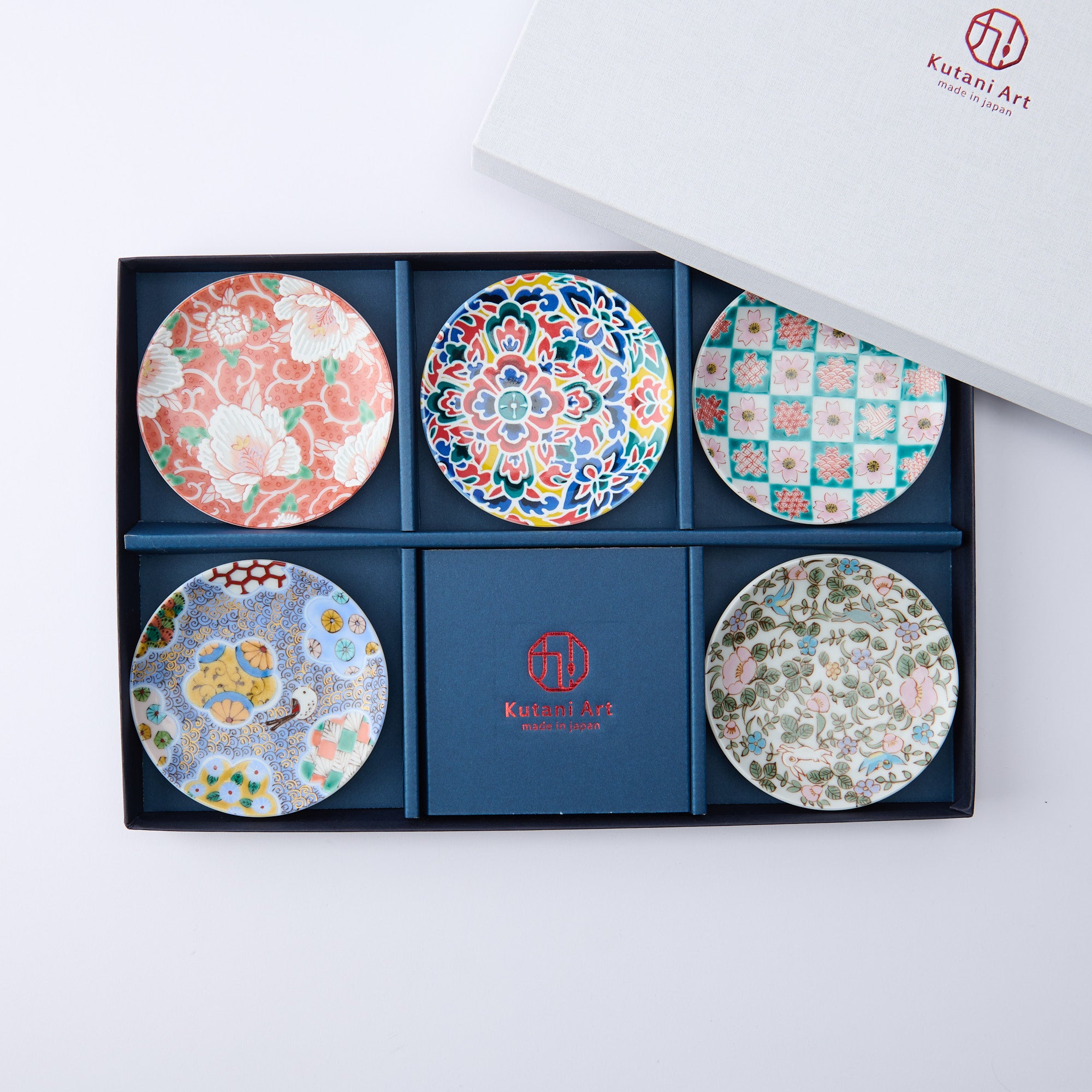 Kutani Art Floral Sauce Plate Set