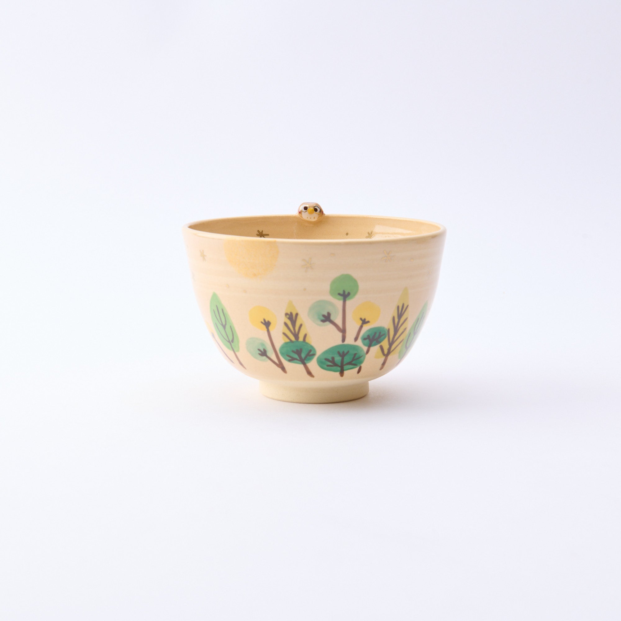 Forest and Peeking Owl Matcha Bowl