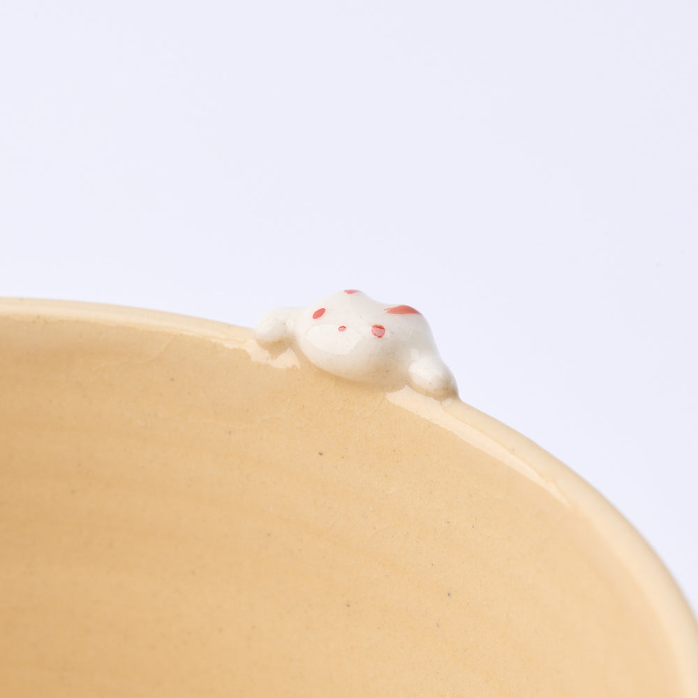 Kyo Ware & Kiyomizu Ware Autumn Plants and Peeking Rabbit Matcha Bowl ...
