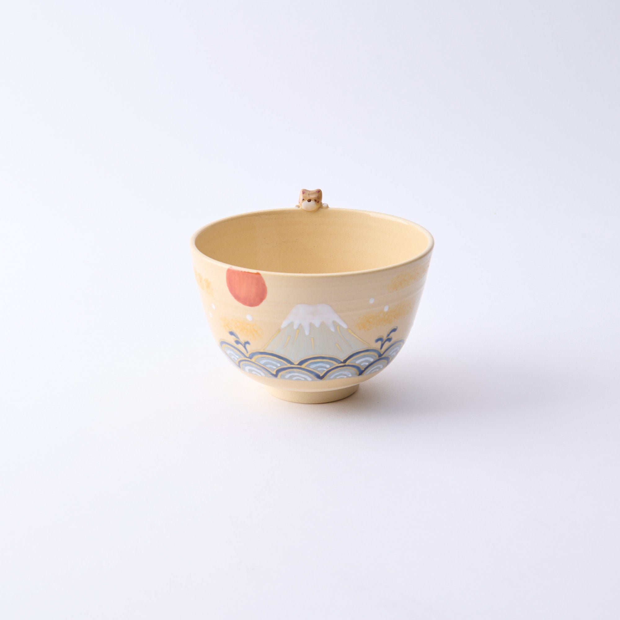 Mt. Fuji and Peeking Shiba Inu Matcha Bowl