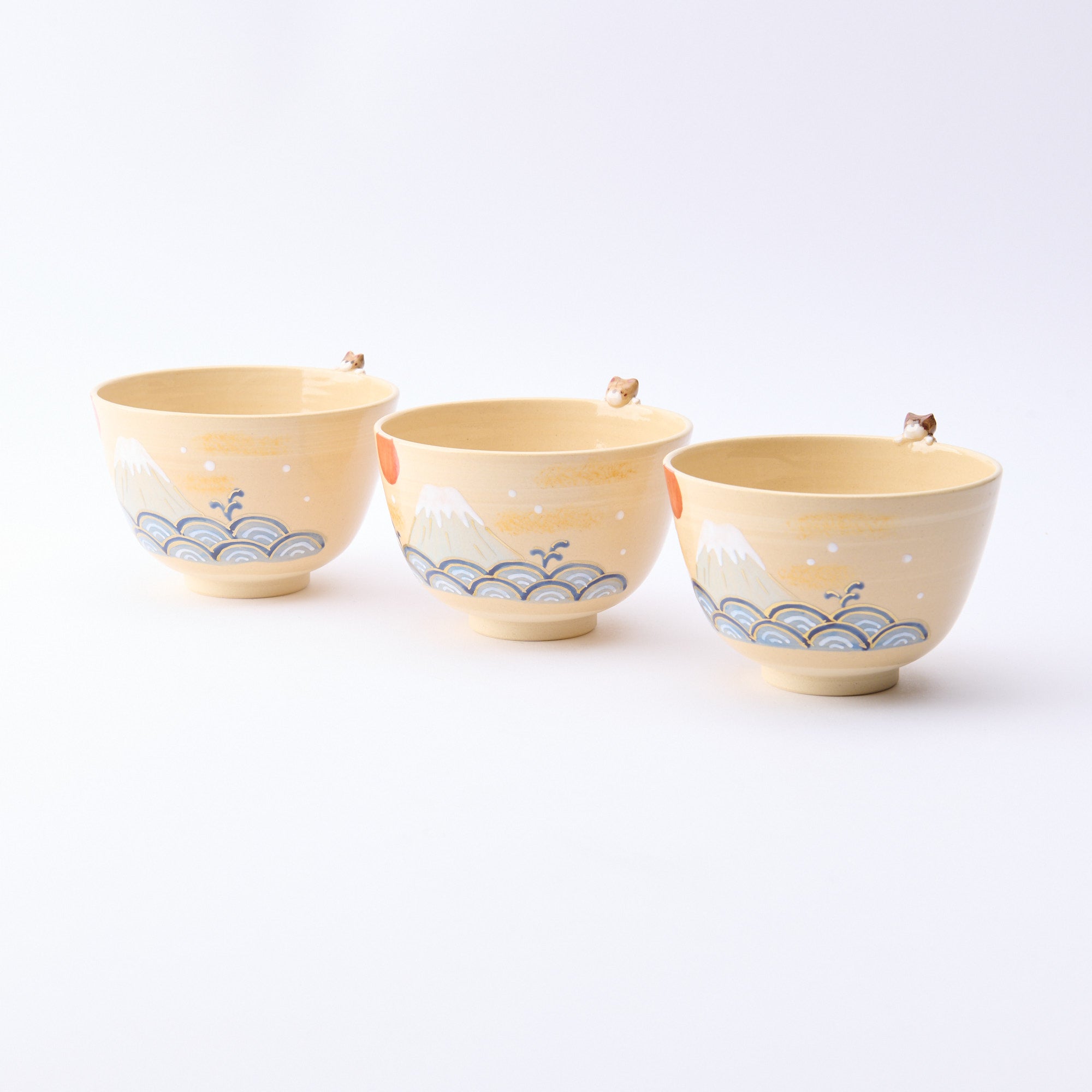 Mt. Fuji and Peeking Shiba Inu Matcha Bowl