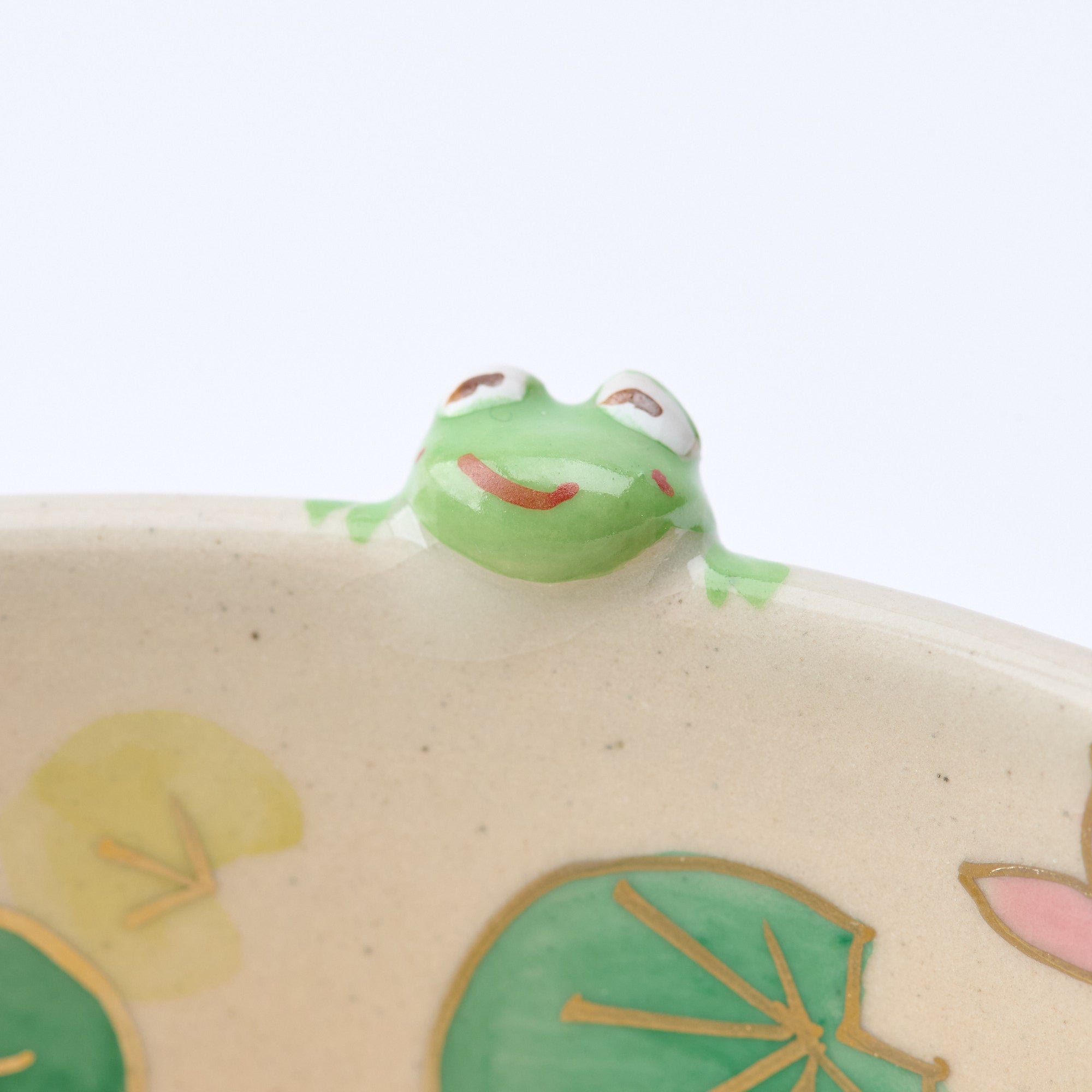 Lotus and Peeking Frog Matcha Bowl