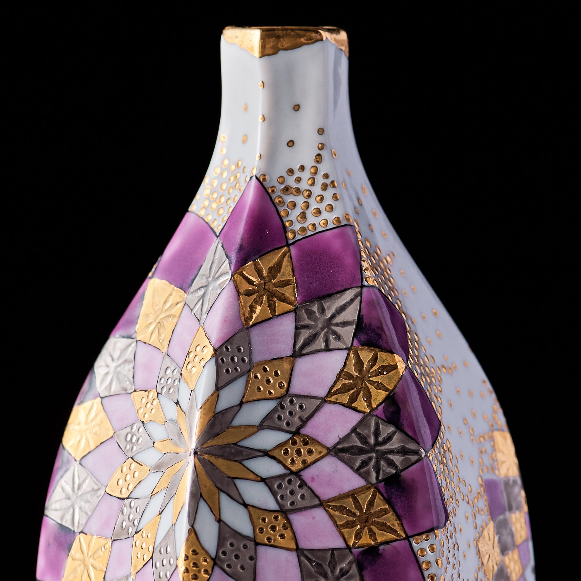 Purple Kaleidoscope Bloom Japanese Single Flower Vase