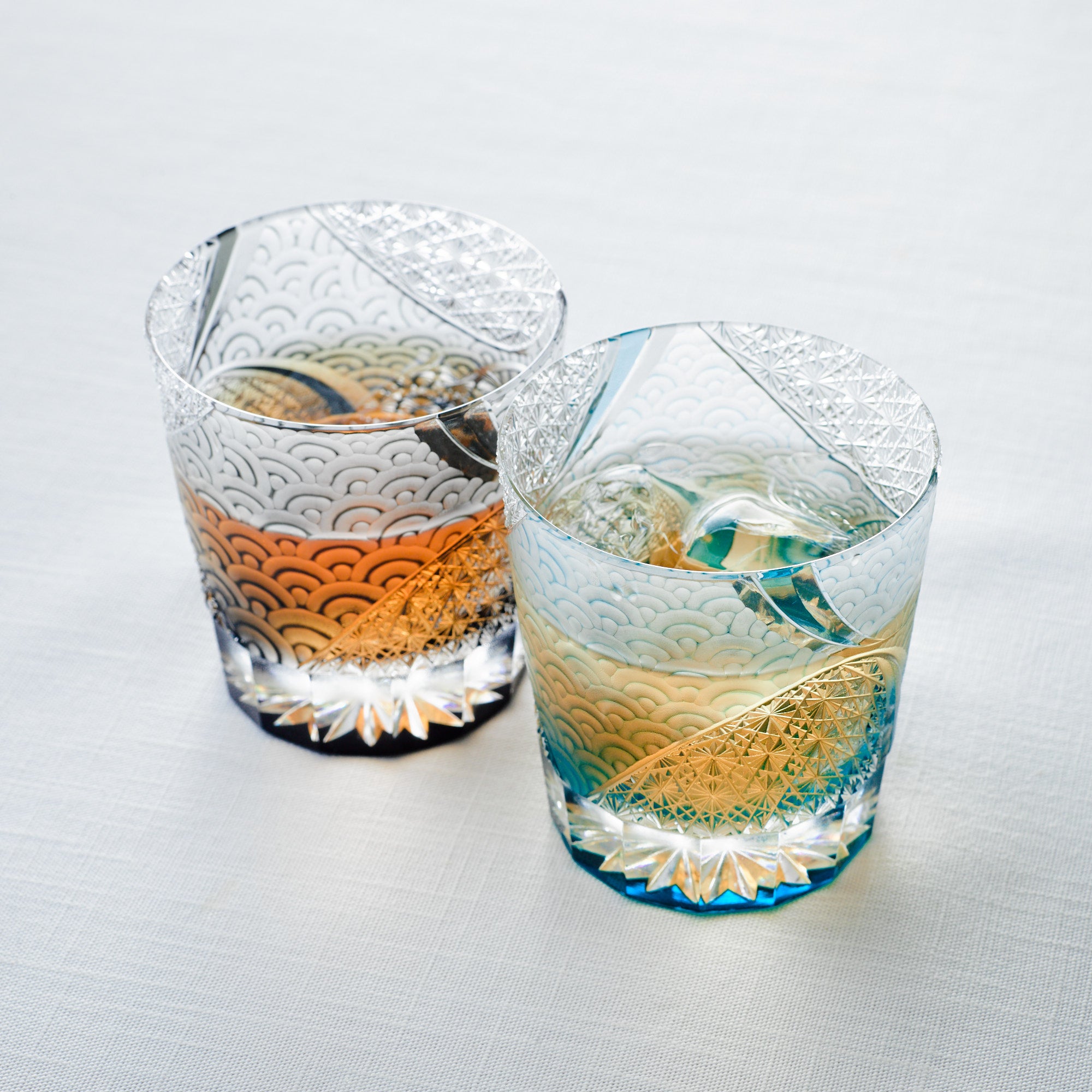 Rolling Waves Edo Kiriko Whiskey Glass