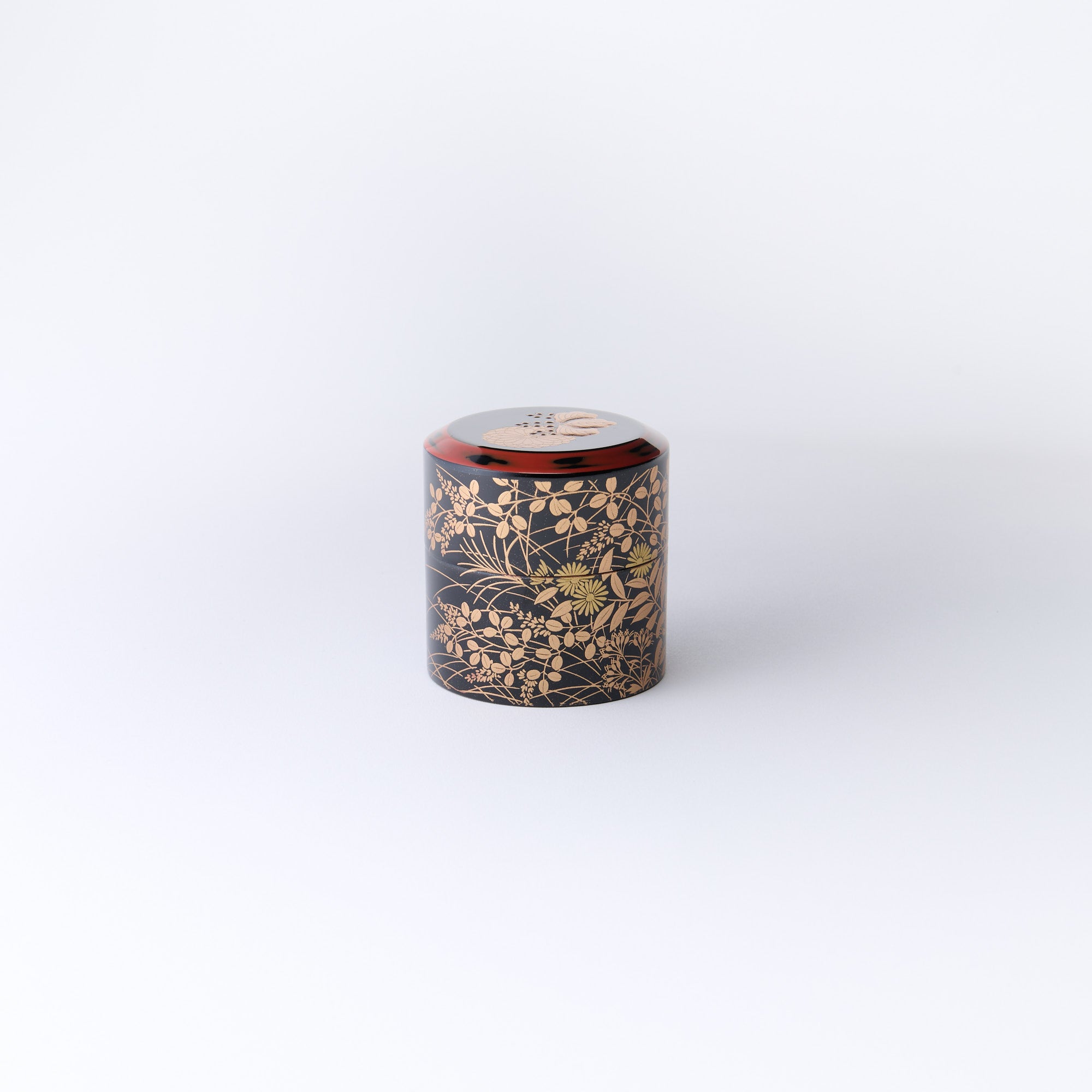 Golden Chrysanthemum and Paulownia Nakatsugi Matcha Container