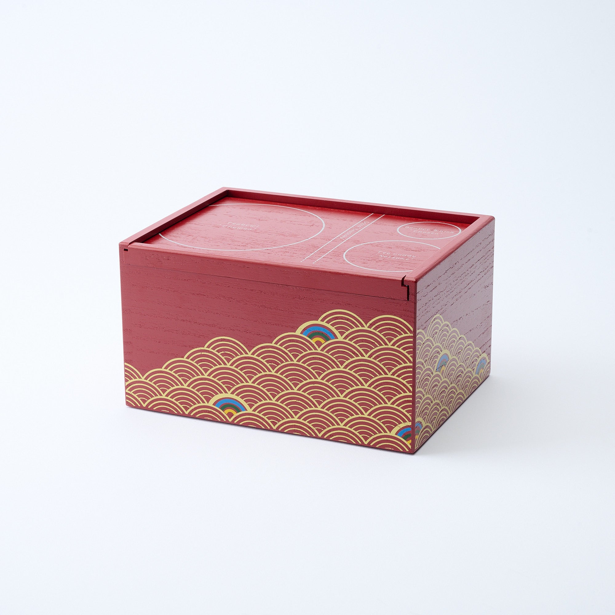 Yu-Chabako Red & Wave Pattern Matcha Tea Set