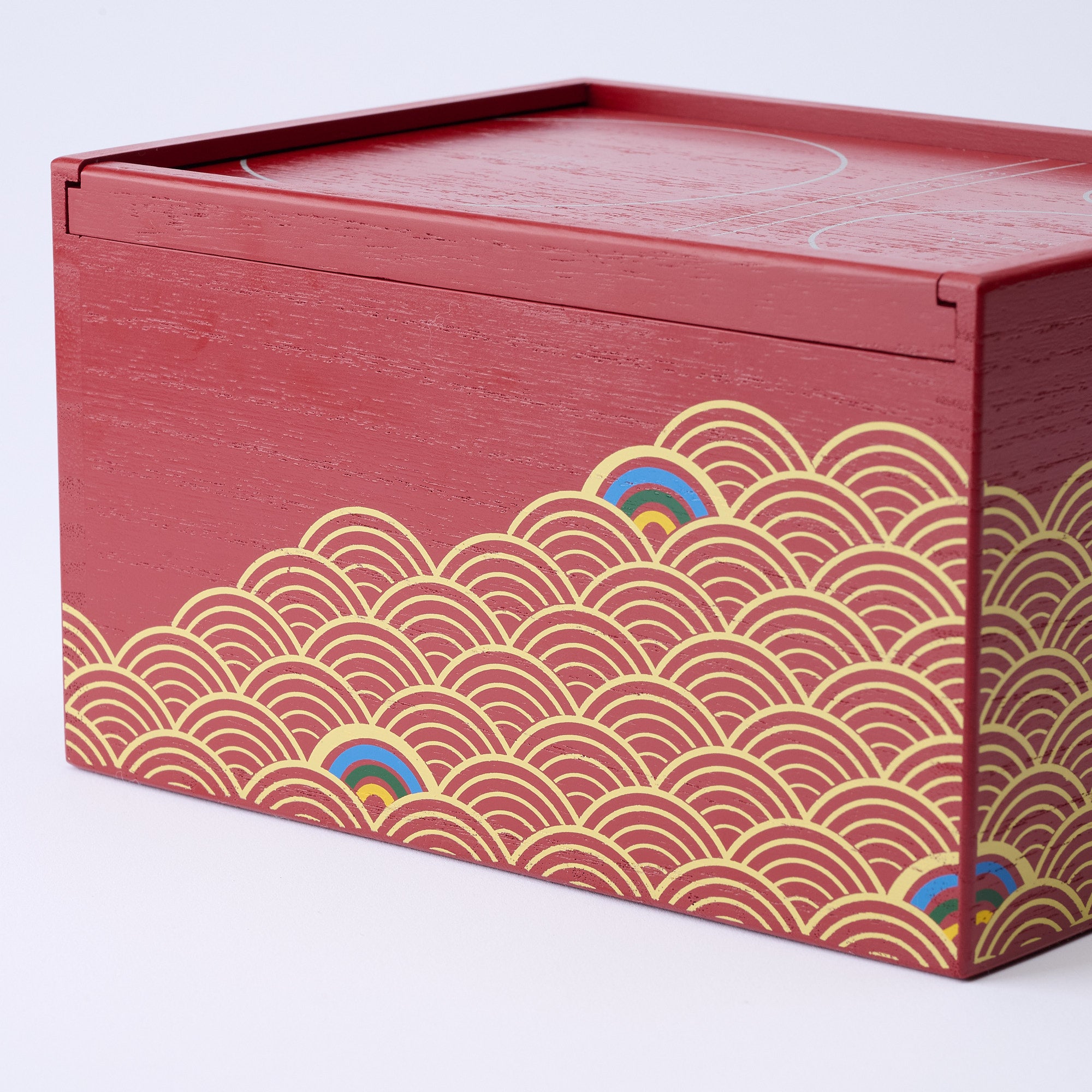 Yu-Chabako Red & Wave Pattern Matcha Tea Set