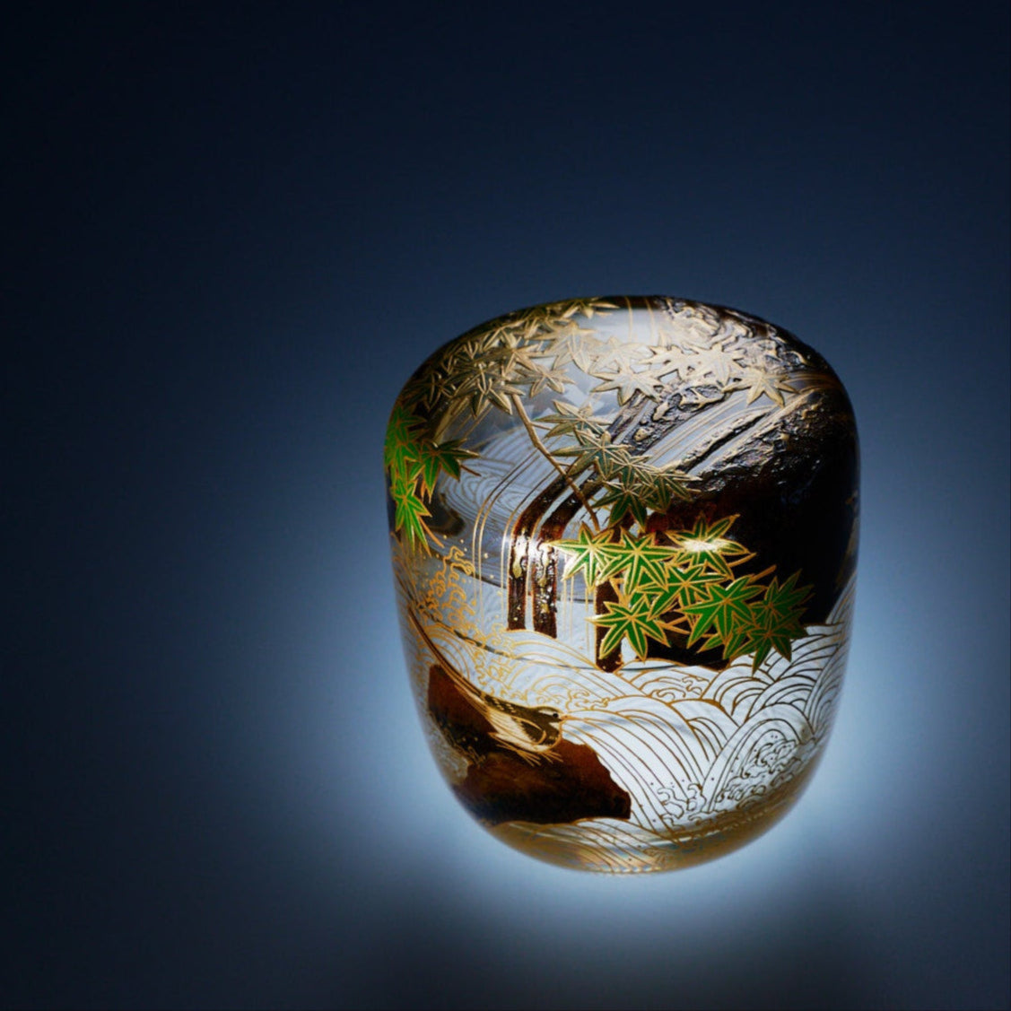 Wagtails at the Waterfall Natsume Matcha Container