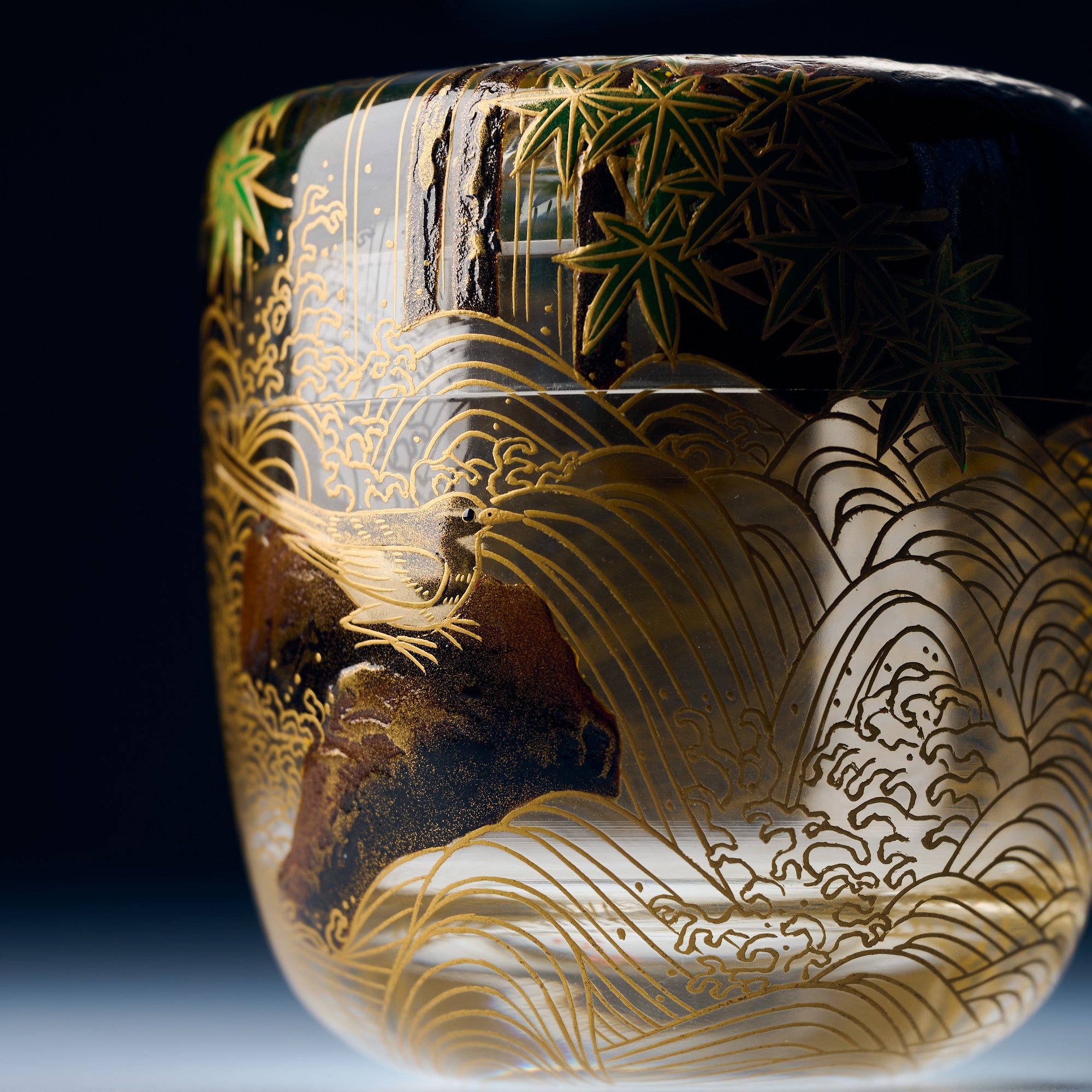 Wagtails at the Waterfall Natsume Matcha Container
