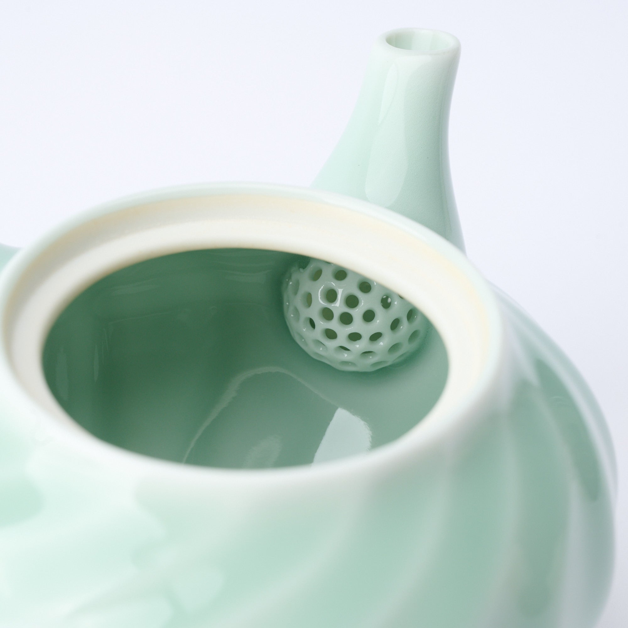 Twist Pattern Celadon Japanese Teapot
