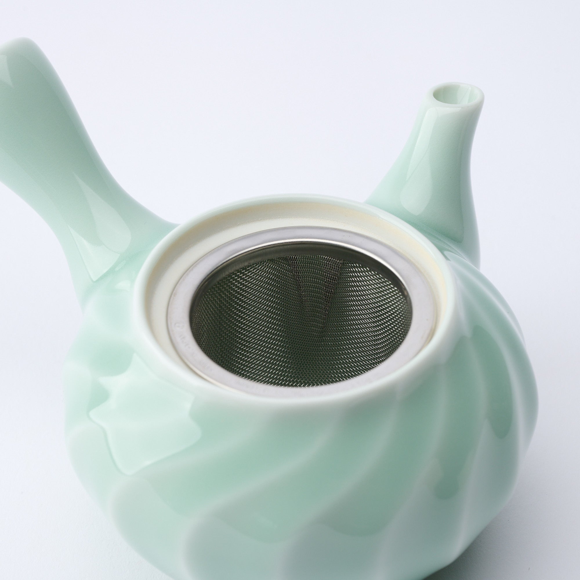 Twist Pattern Celadon Japanese Teapot
