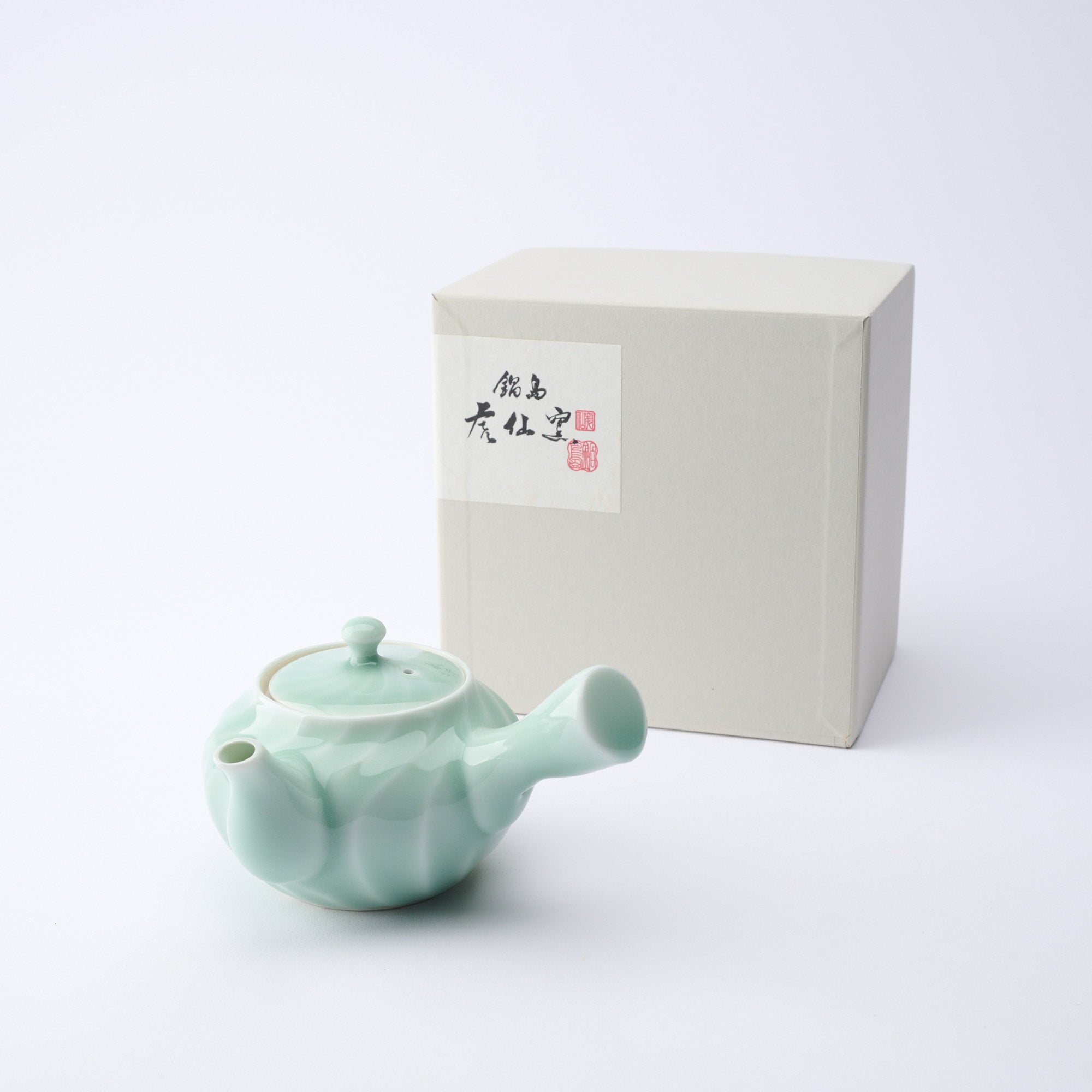 Twist Pattern Celadon Japanese Teapot