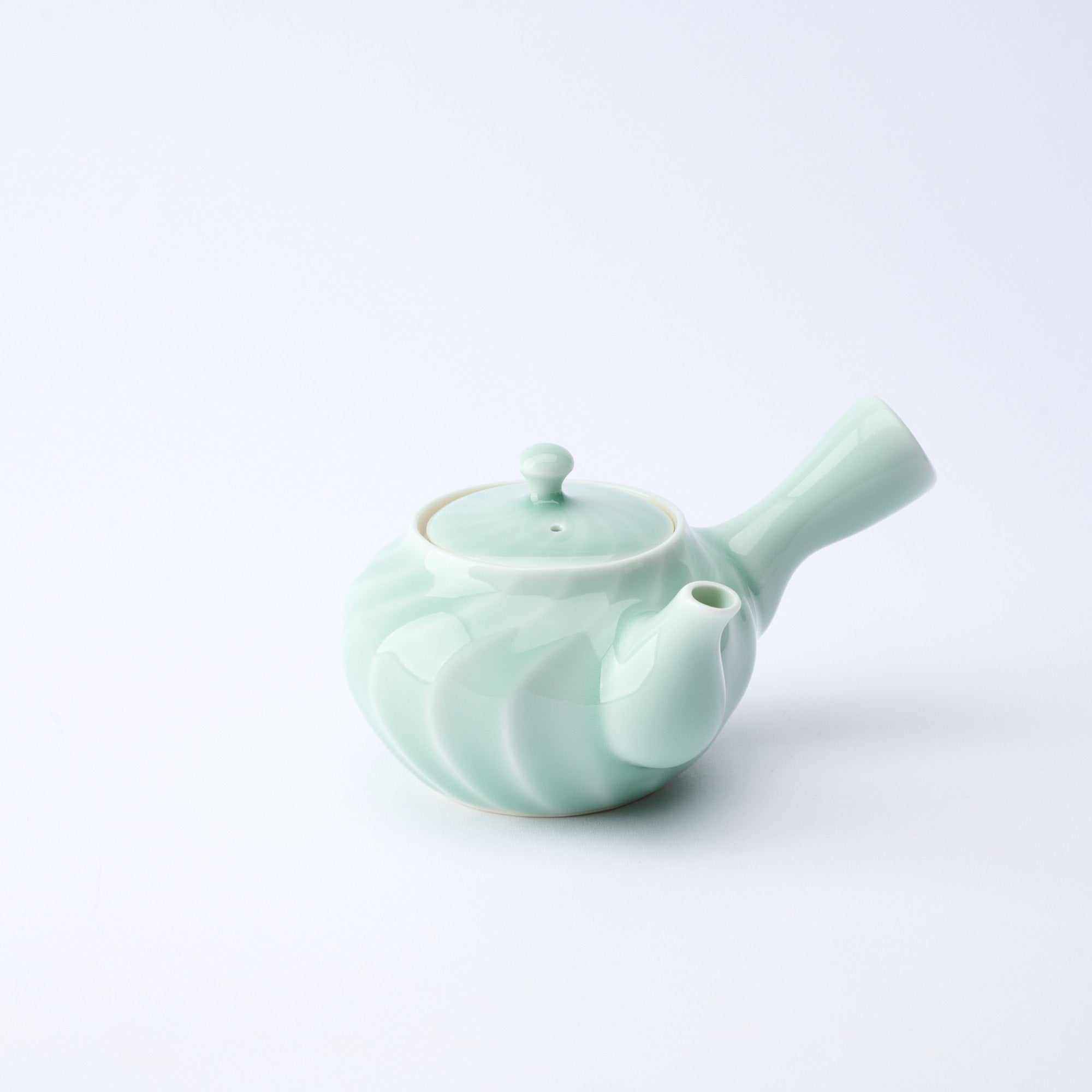Twist Pattern Celadon Japanese Teapot