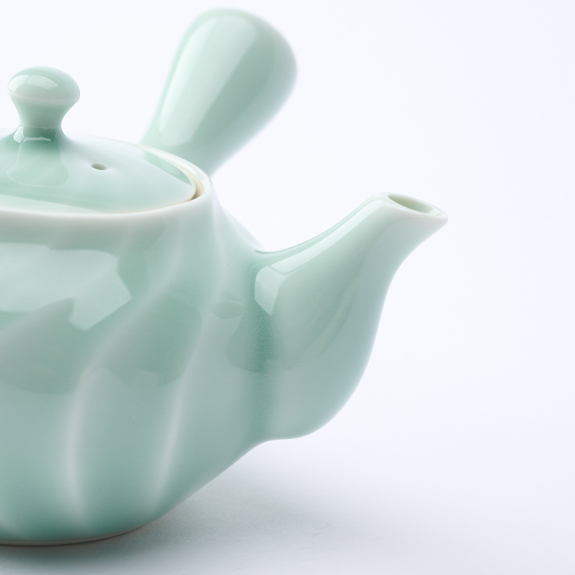 Twist Pattern Celadon Japanese Teapot
