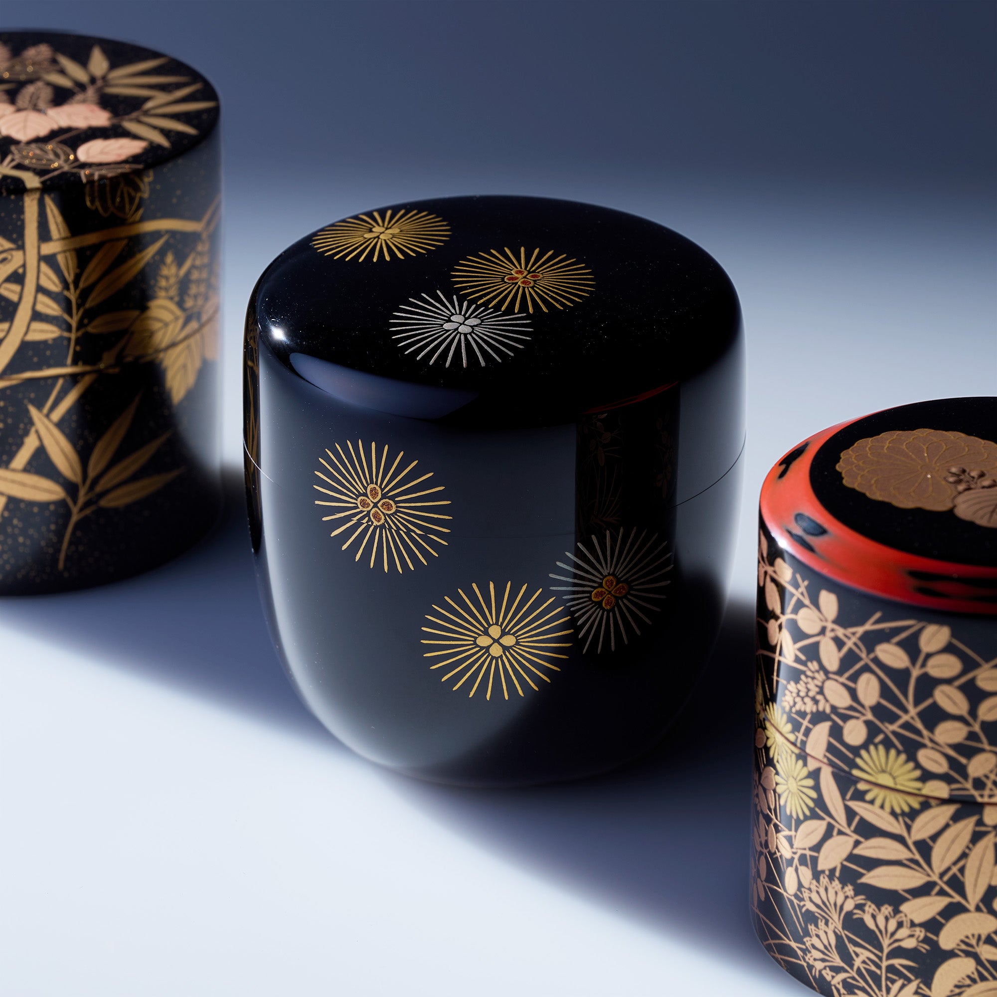 Gold and Silver Larch Tree Natsume Matcha Container