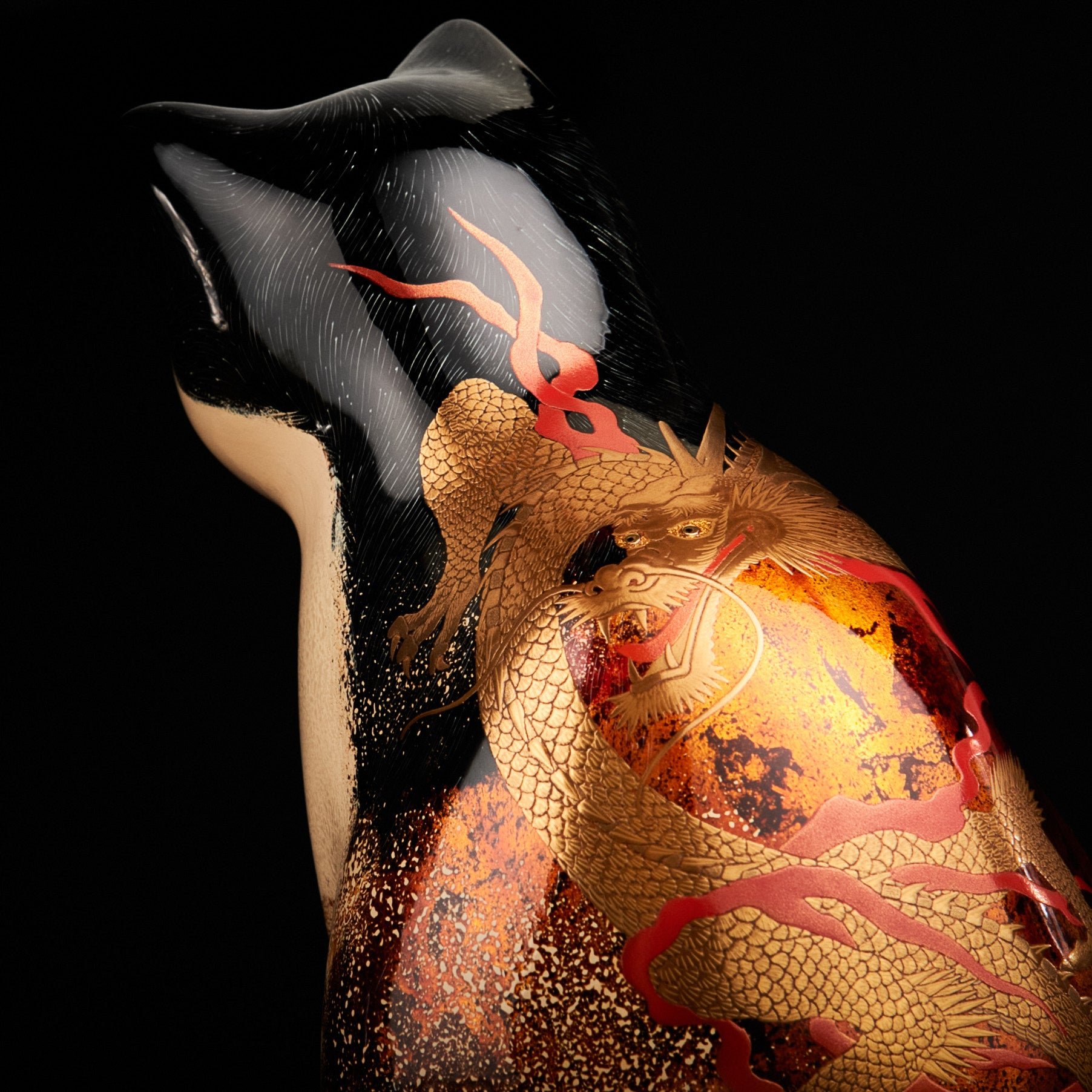 Dragon Maki-e Lucky Cat